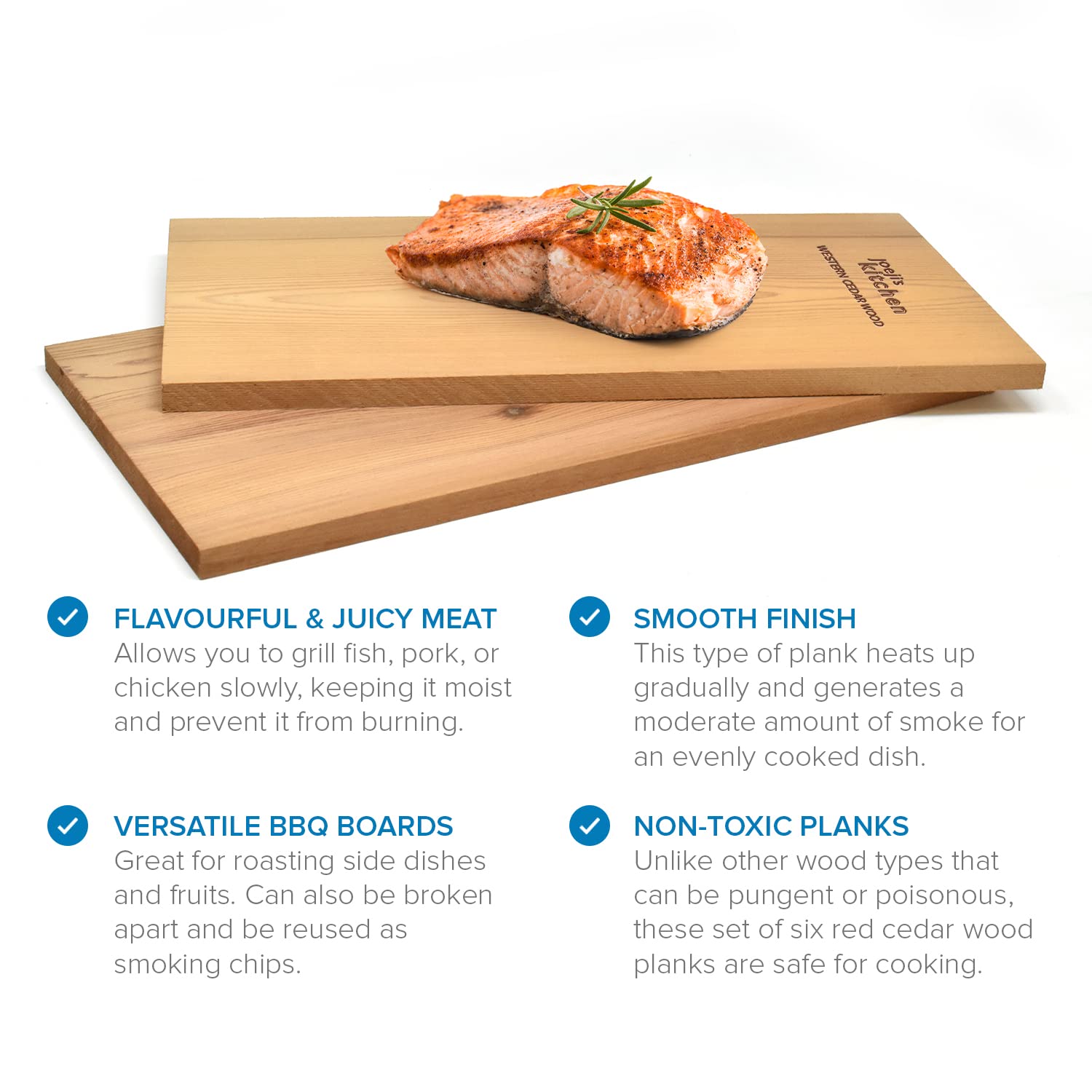 Buy joeji's Kitchen Cedar Planks for BBQ Grilling & Unique Food Plating, Set of 6 Pcs Plank of