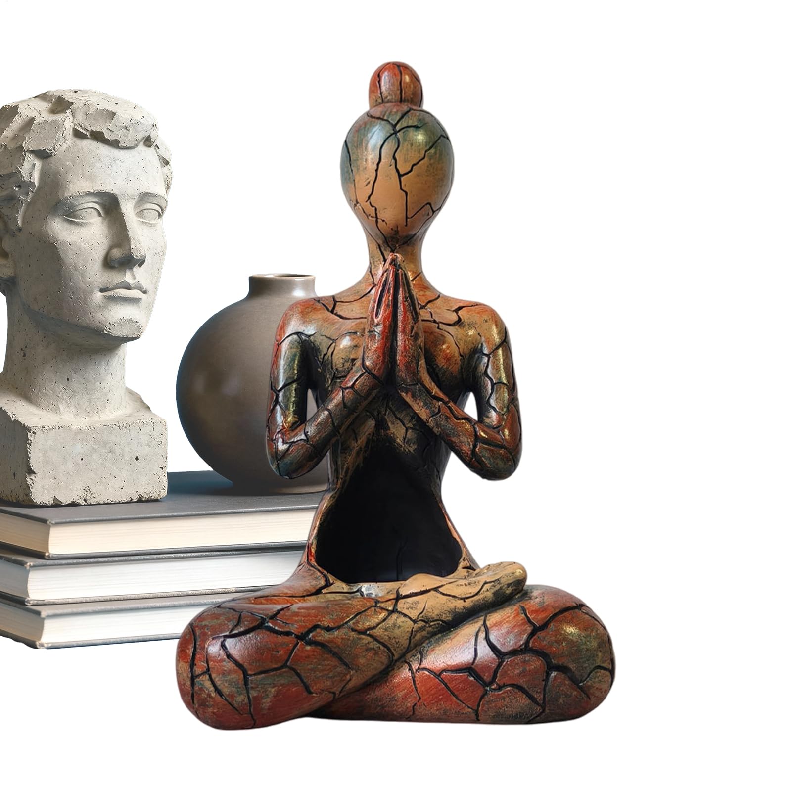 Statue de méditation et bougeoir zen en résine pour bureau