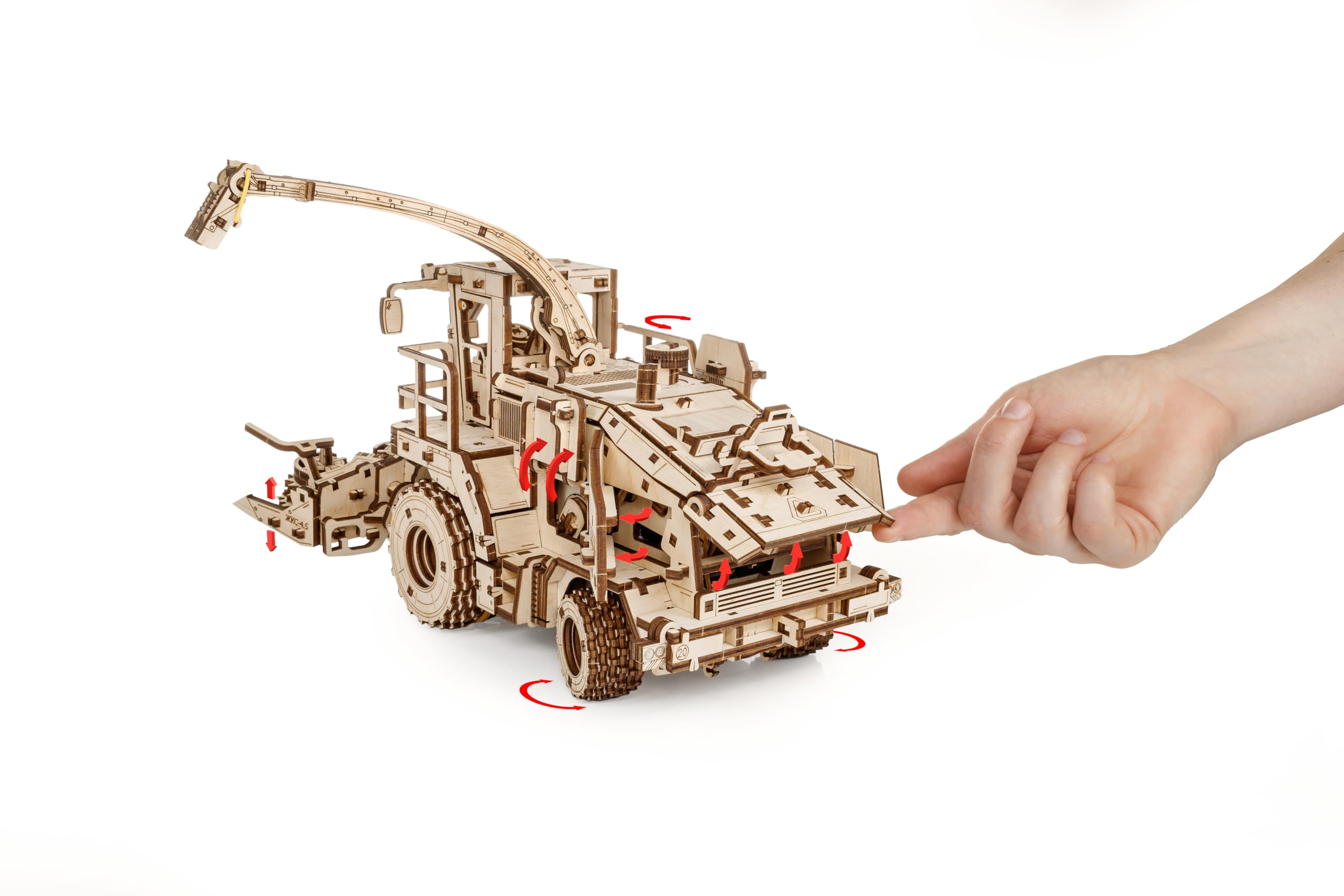 EWA Eco-Wood-Art - 3D-Holzpuzzle für Jugendliche und Erwachsene, 14+ - ERNTEMASCHINE FS80 - DIY-Bausatz, Selbstmontage, kein Kleber erforderlich - 580 Stück