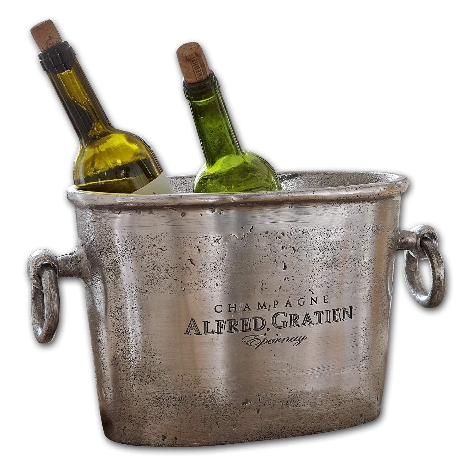 LOBERON Alfred Secchiello del ghiaccio - Lavorazione artigianale - Alluminio pressofuso di alta qualità, argento