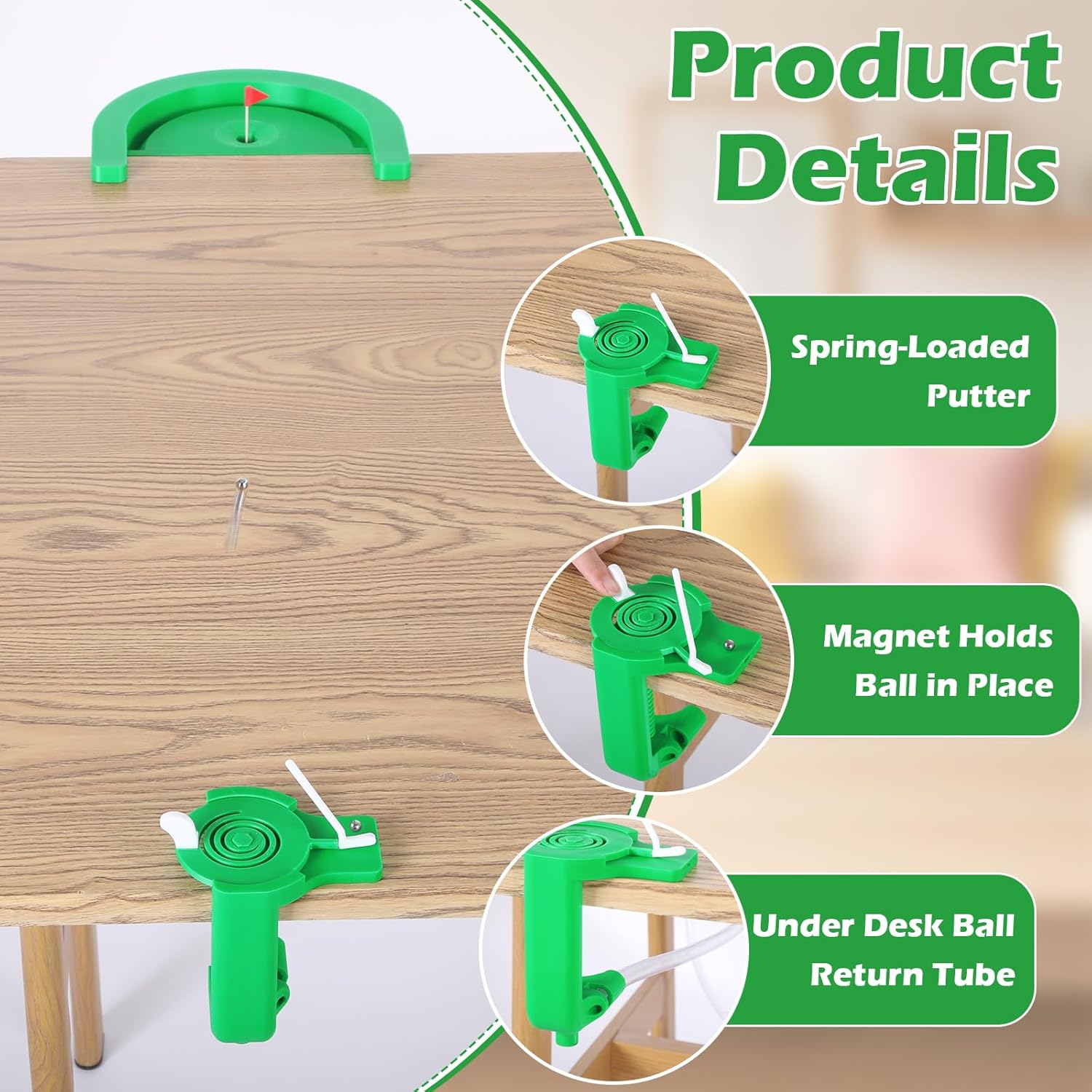 Foilswirl Mini Desktop Golf Game Set 3D Printed Mini Tabletop Golf Putting Green Game Office Desk Putting Practice Toy Gifts for Golfers Coworkers Boss Men Dad Grandpa Boyfriend Father's Day