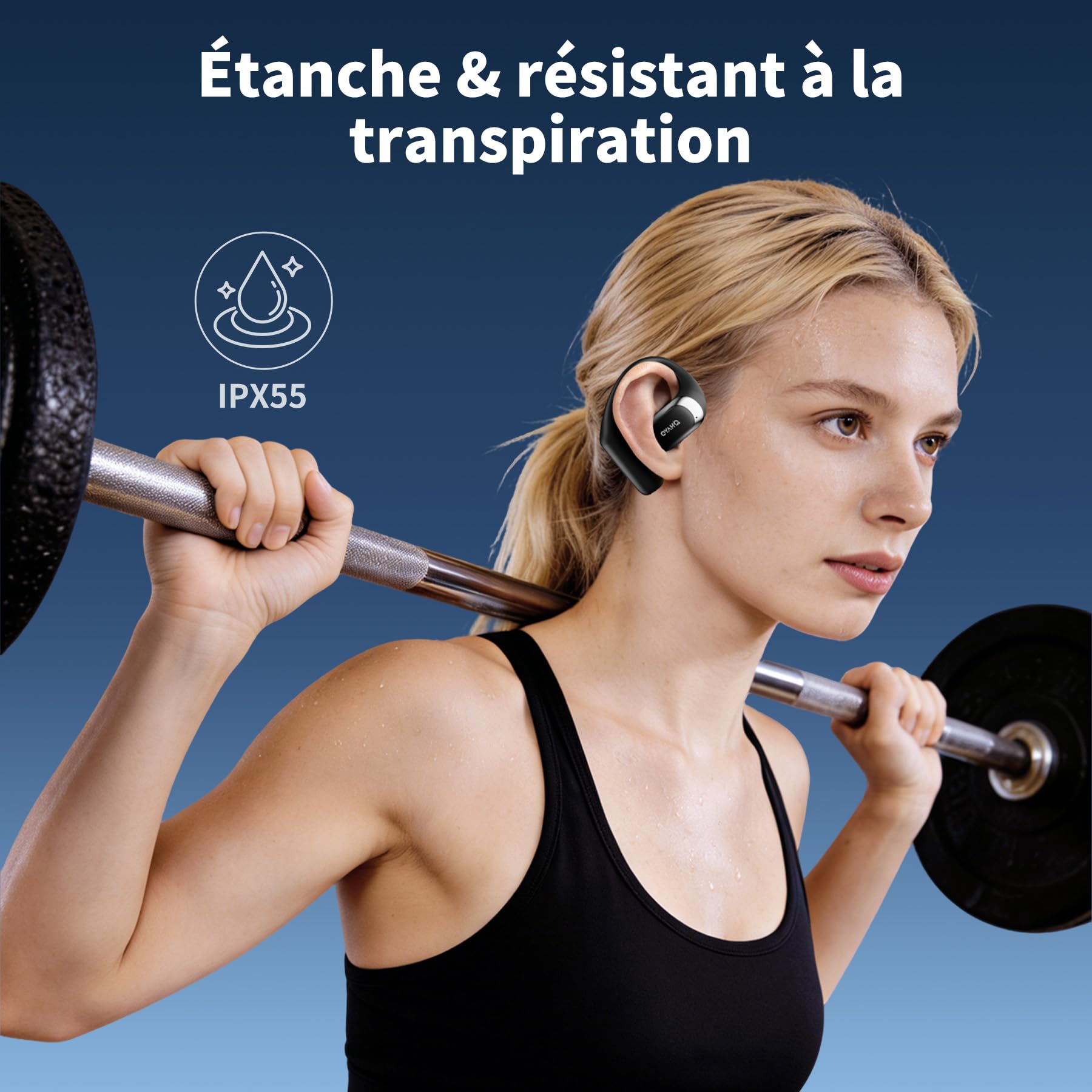 OHAYO Ecouteurs Sport, Écouteur sans Fil Sport avec 4 ENC Mic, Écouteur Bluetooth 5.4, IPX7 Étanche Oreillette Bluetooth Running, Faire du vélo, 40H d'autonomie, Basses Profondes, USB-C Charge Rapide