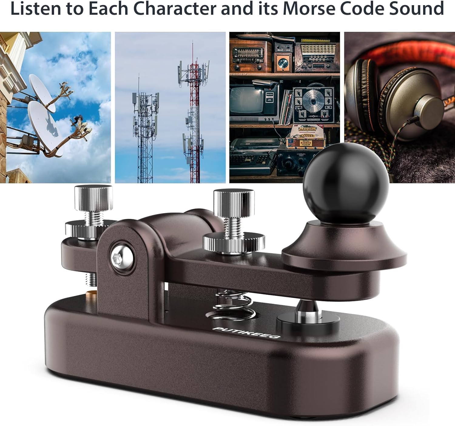 Putikeeg CW, tasto Morse, tasto per telegrafo, telecomando per amatoriali, codice Morse, tastiera per telegramma, trasmettitore Morse, tasti CW dritti (marrone-1)