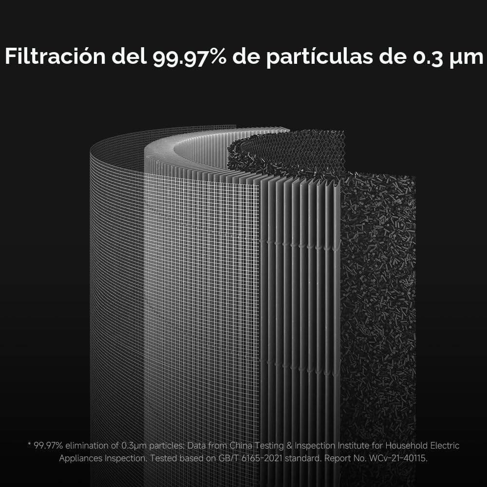 Xiaomi Smart Air Purifier 4 Lite, Filtro HEPA 3-en-1 H13, elimina 99,97% partículas, 43㎡, PM2.5, modo auto, control vocal Alexa y Google, silencioso dormitorio oficina