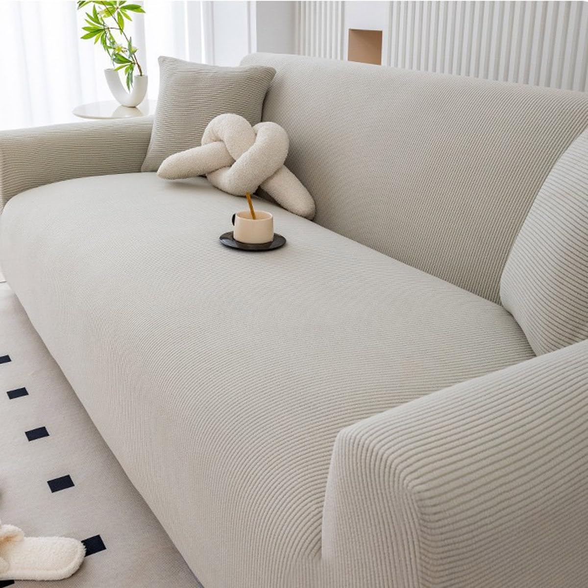 High Stretch Sofa Covers, Non-Slip Couch Covers All-inclusive Sofa Slipcover Washable Stretchable Furniture Protector for Kids and Pets Suitable for All Seasons (Size:3 Seater(190-230cm),Color:Grey)