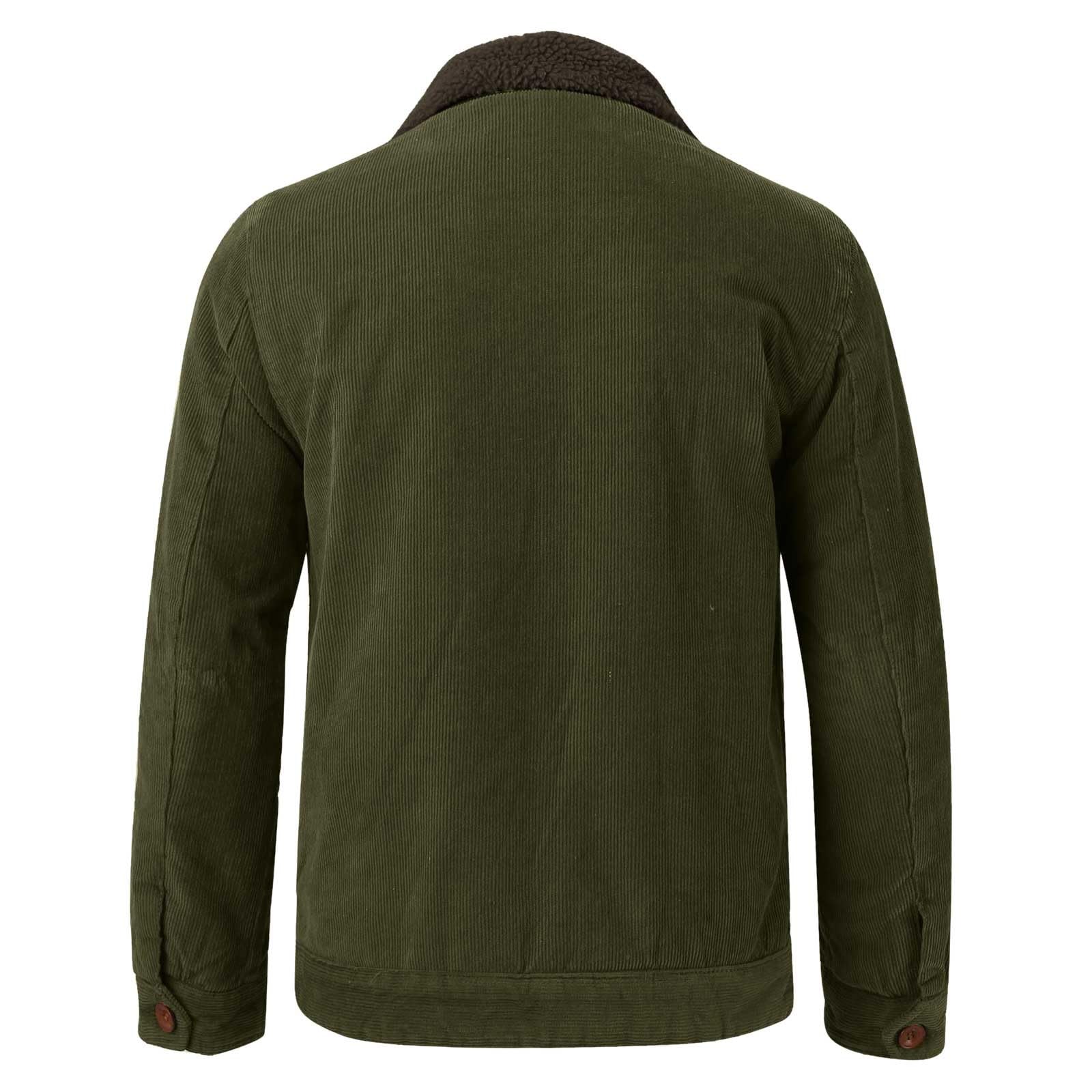 Generisch Cowboy - Giacca da uomo Corduroy Revers in pile con tasca, calda giacca invernale a coste, tinta unita, alla moda, per il tempo libero, in pile