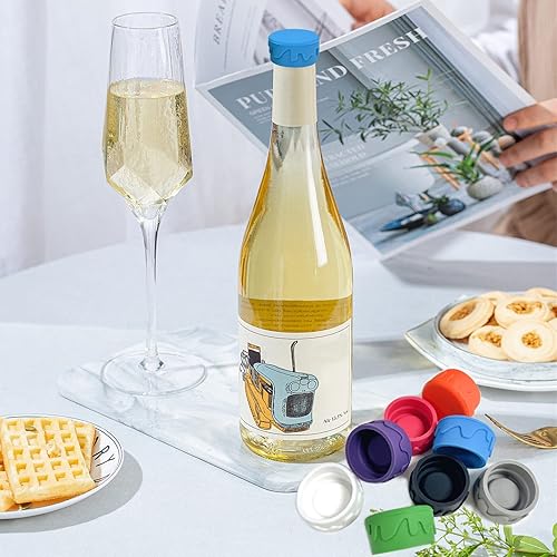 Miniatura 6 de 8 tapones de vino de silicona, tapones de vino de silicona reutilizables, tapa de botella de vino para corchos para mantener el vino fresco (8
