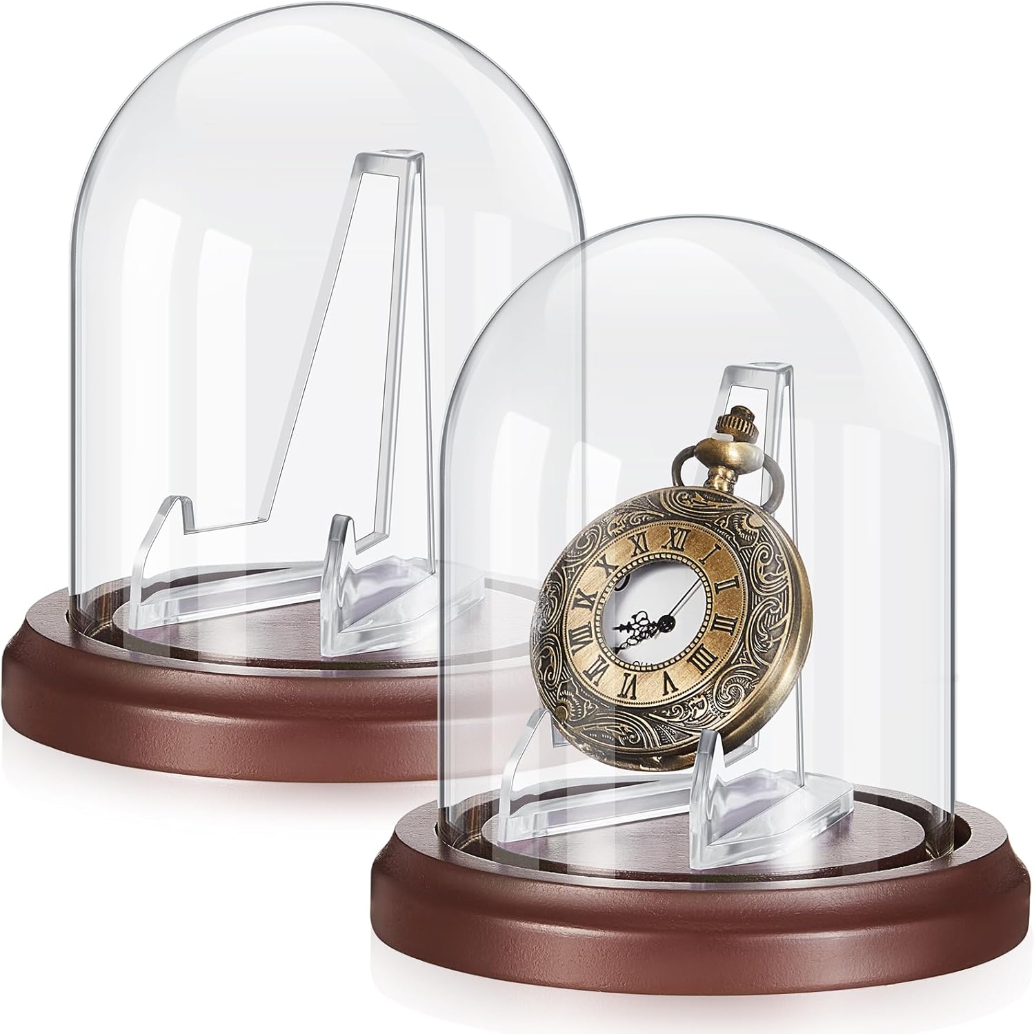 Beeveer 2 Pack Pocket Watch Glass Display Dome Clear