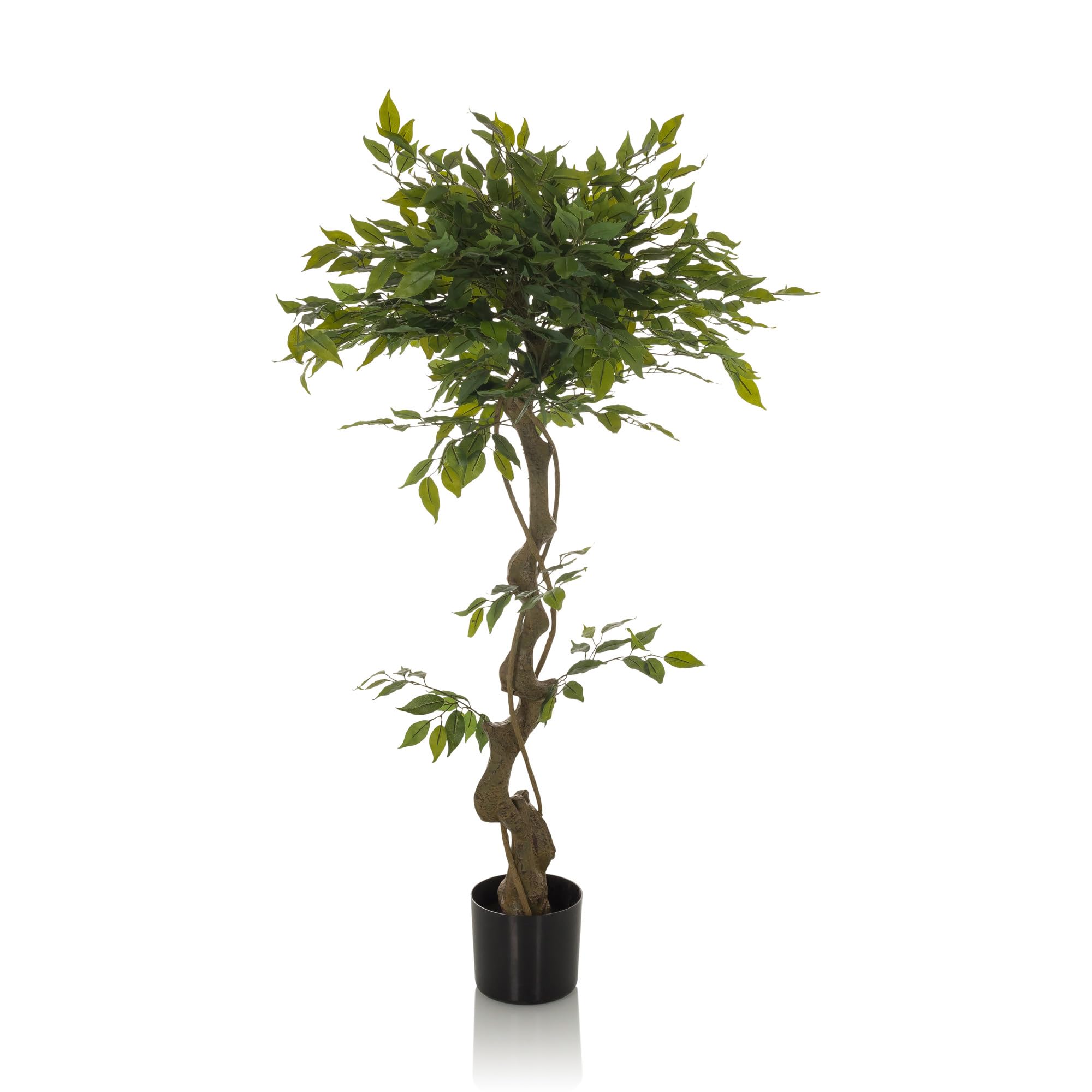 HJH Office Pianta artificiale FICUS I Pianta artificiale decorativa 120 cm, fico di betulla, albero artificiale di facile manutenzione, verde 871057