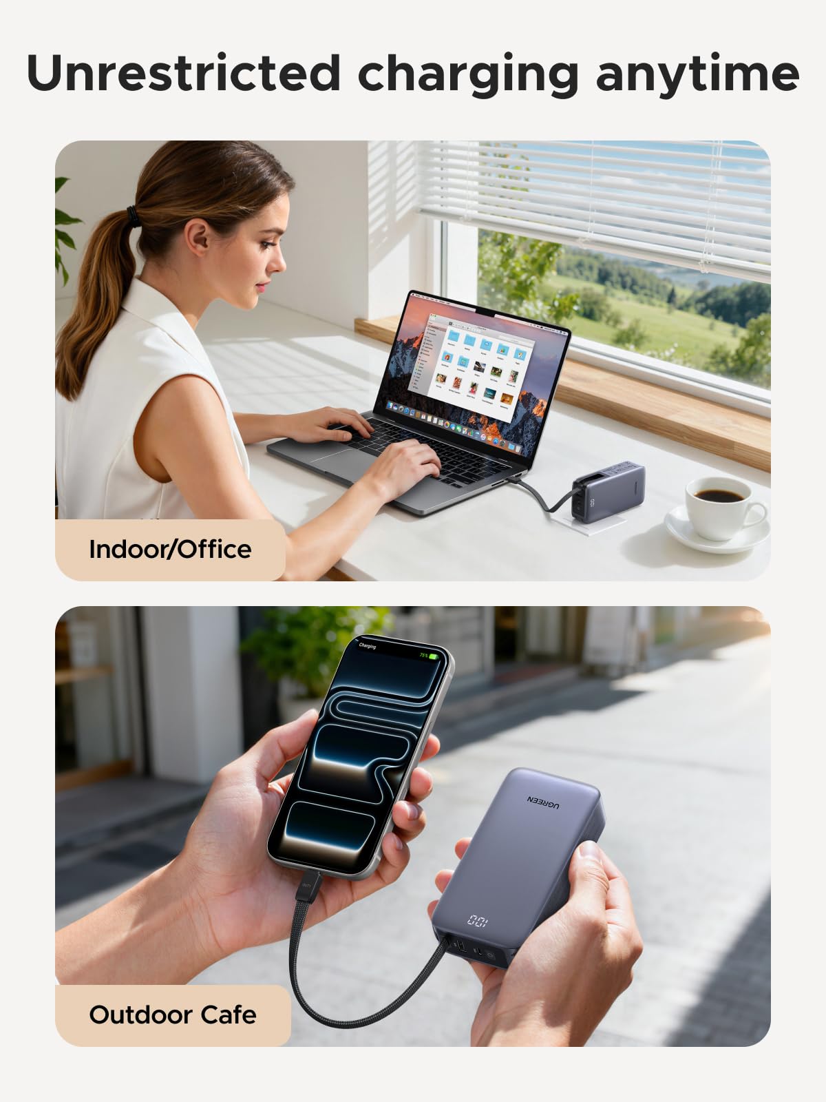 Amazon.com: UGREEN 3-in-1 10000mAh 45W Power Bank with Foldable