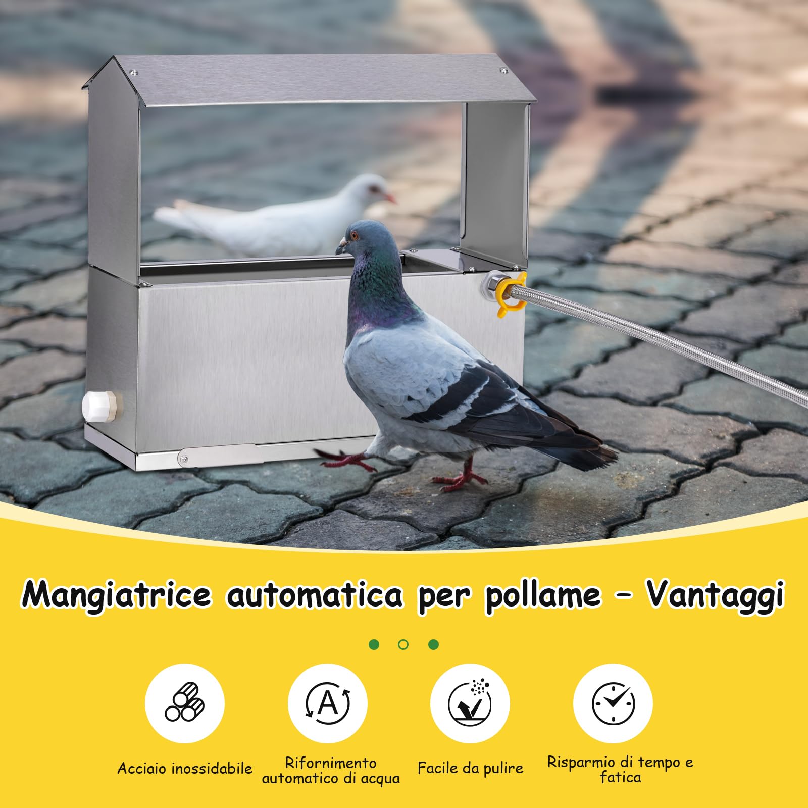 Abbeveratoio Automatico Per Polli Abbeveratoio Automatico in Acciaio Inossidabile Con Valvola A Galleggiante E Piedini in Metallo Di Grande Capacità Per Polli Anatre Piccioni Oche (9 L)