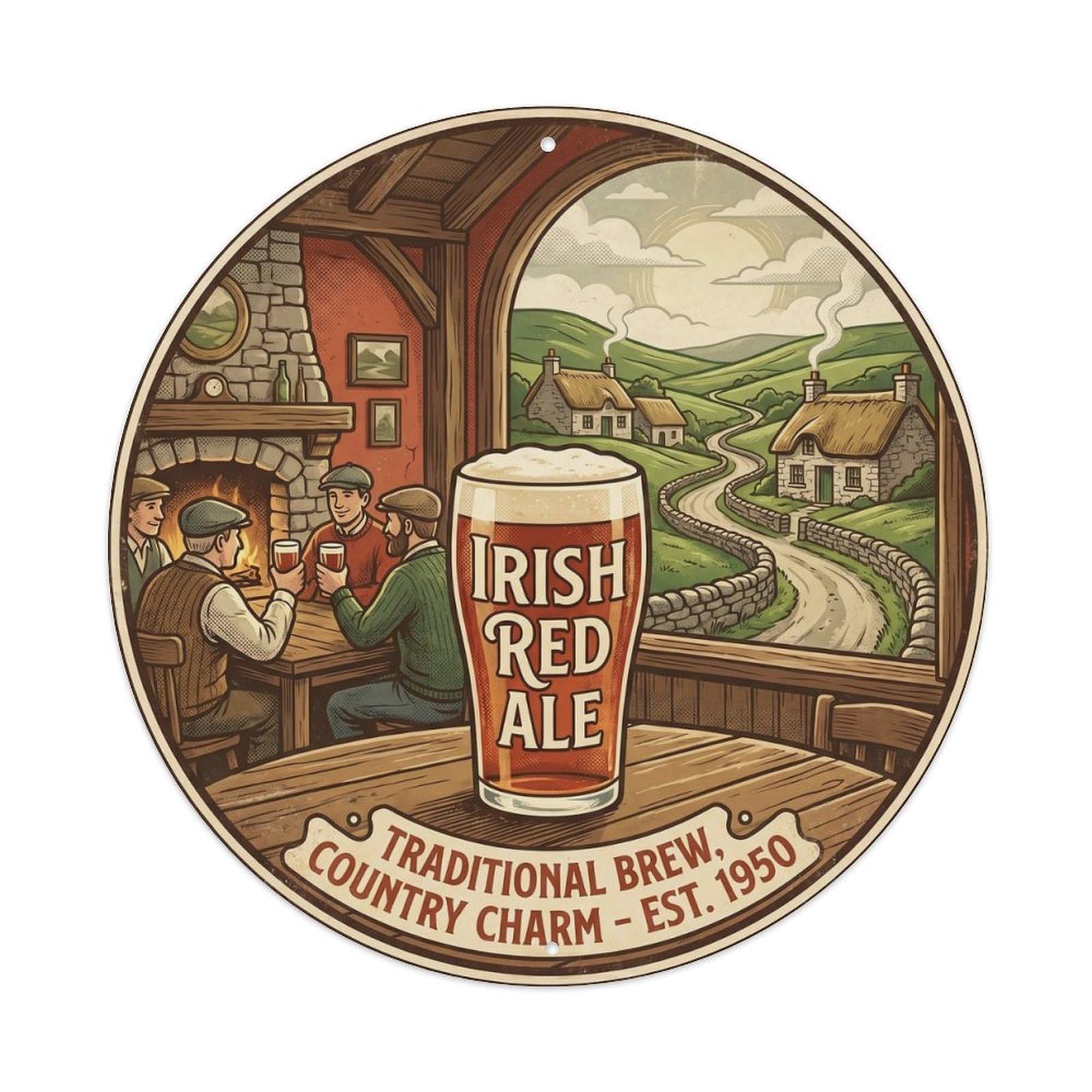 Irish Red Ale Vintage Beer Malt Hops Festival Brew Metal Tin Sign