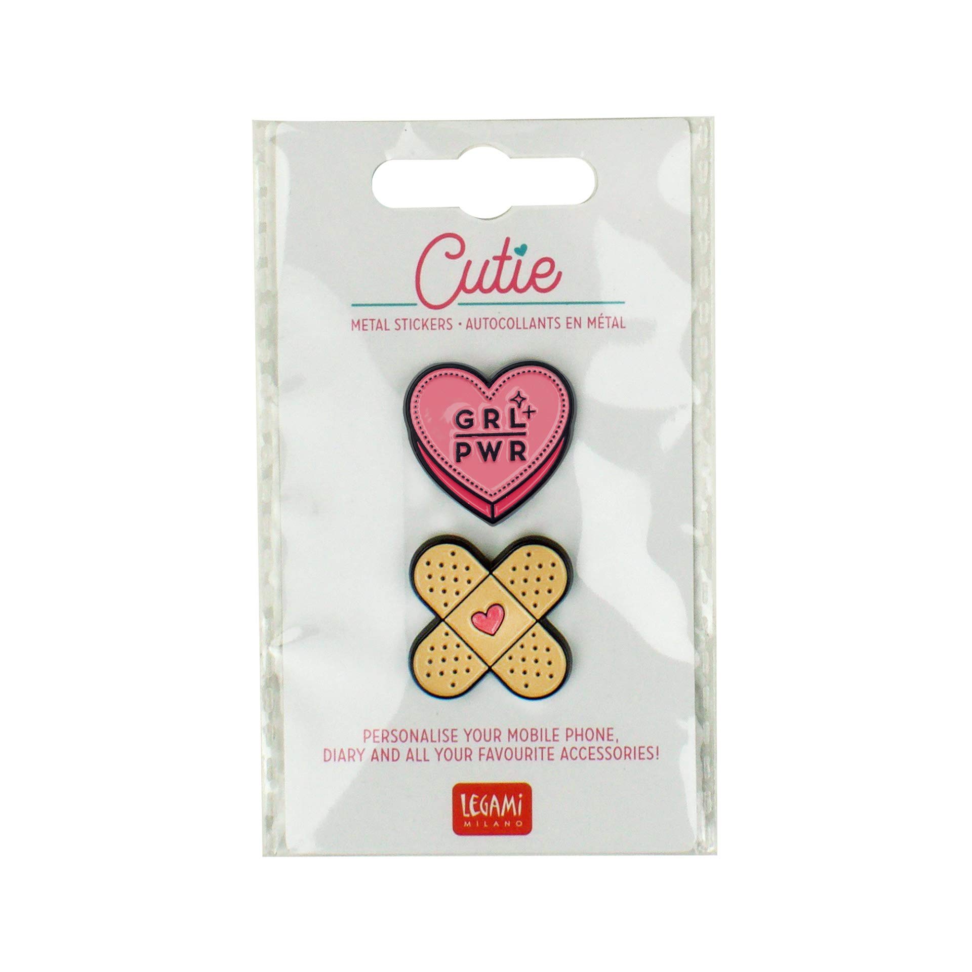 Legami ENA0006 Cutie Set of 2 Metal Stickers GRL Pwr