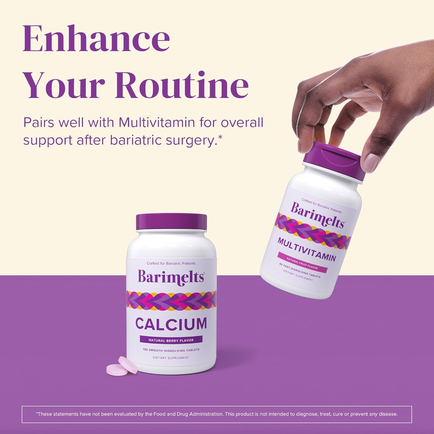 Barimelts Calcium Citrate with Vitamin D3 & Magnesium, 120 Smooth-Dissolving Tablets (1-Month Supply), Bariatric Calcium Supplements for Women, Natural Berry Flavor​ - Image 7