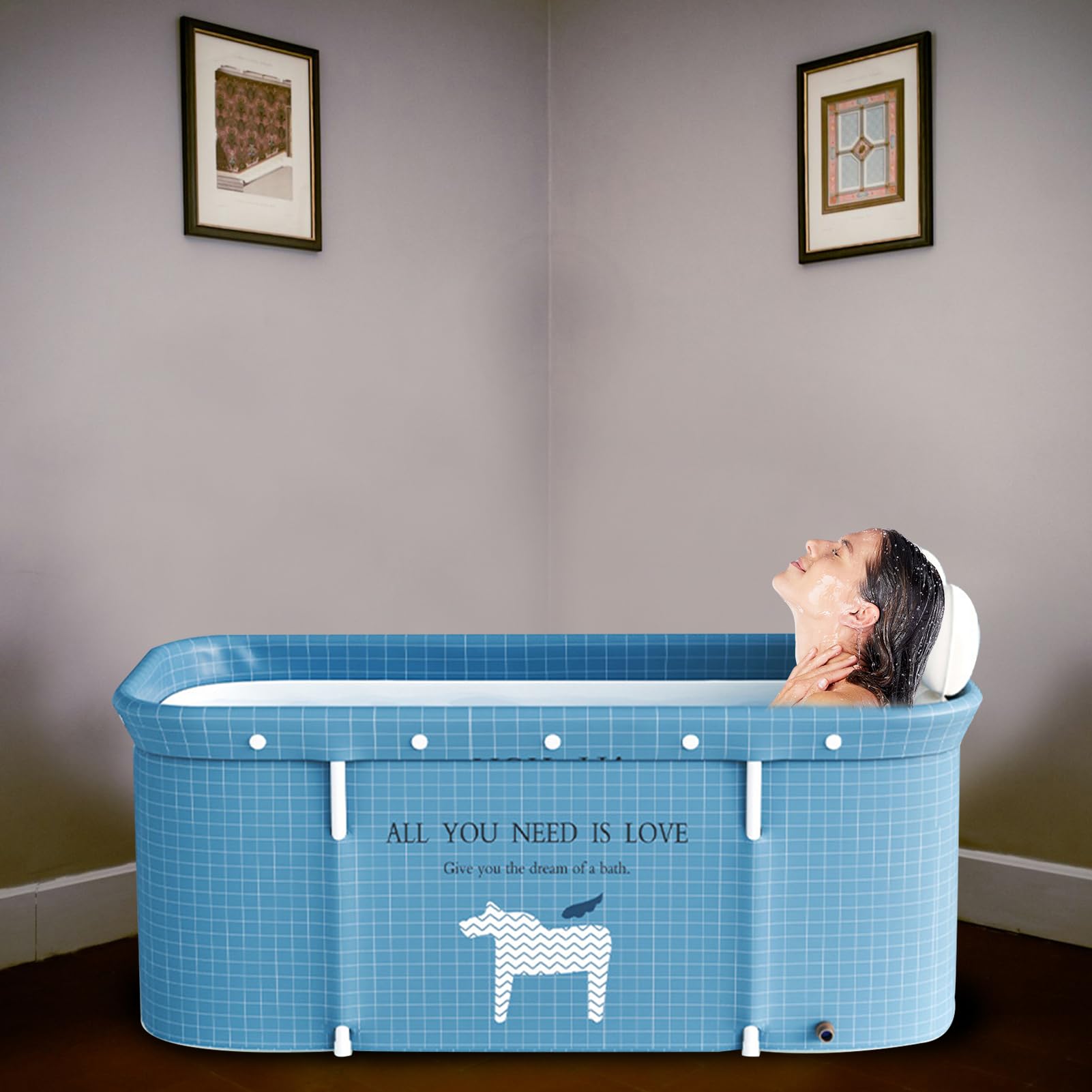 Vasca da bagno pieghevole portatile, in PVC, 120 x 50 cm, indipendente, rettangolare, stile 1, lucidata, 3 kg, per interni ed esterni