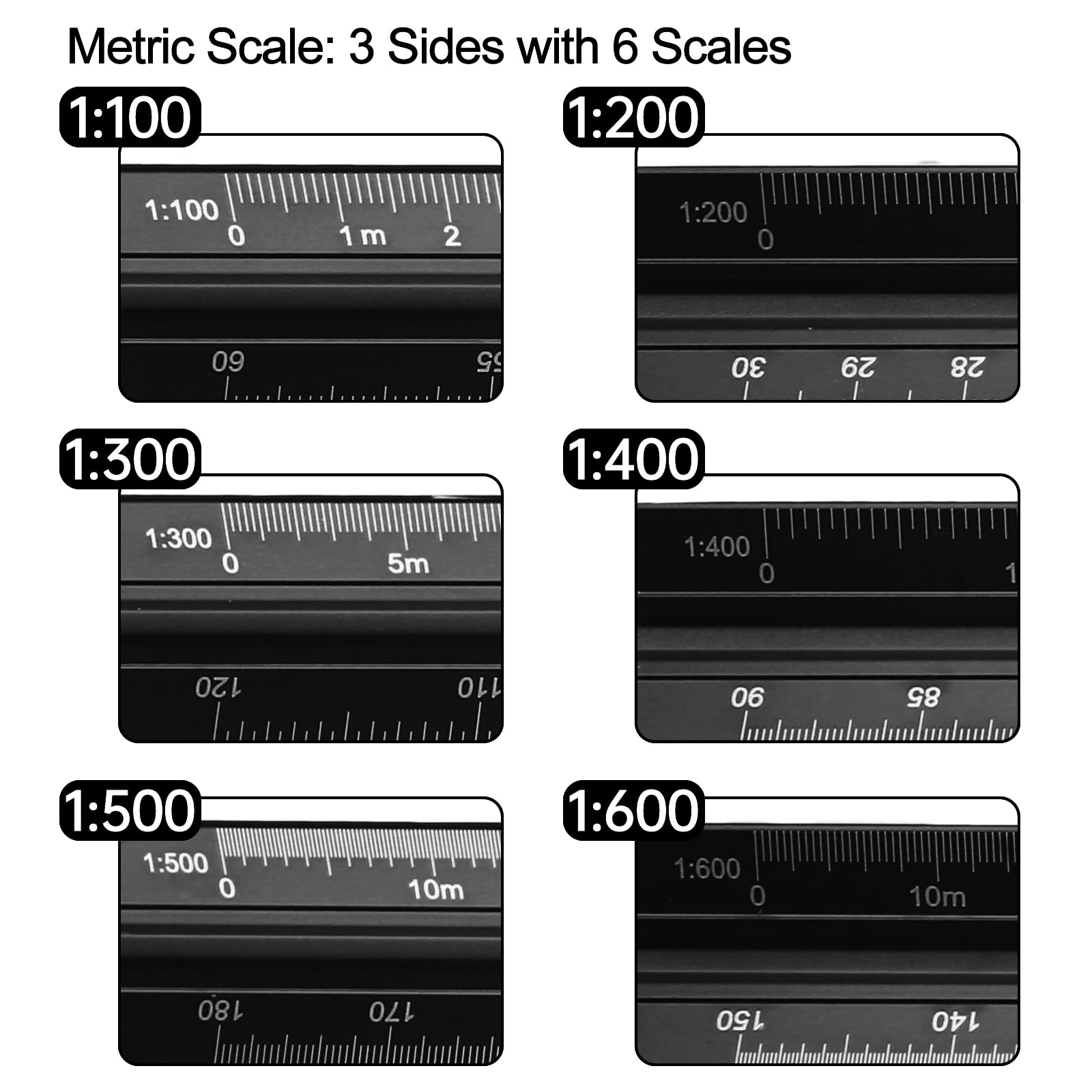 Snapklik.com : Kyuionty Metric Engineer Scale Ruler 12 Inch, Aluminum ...