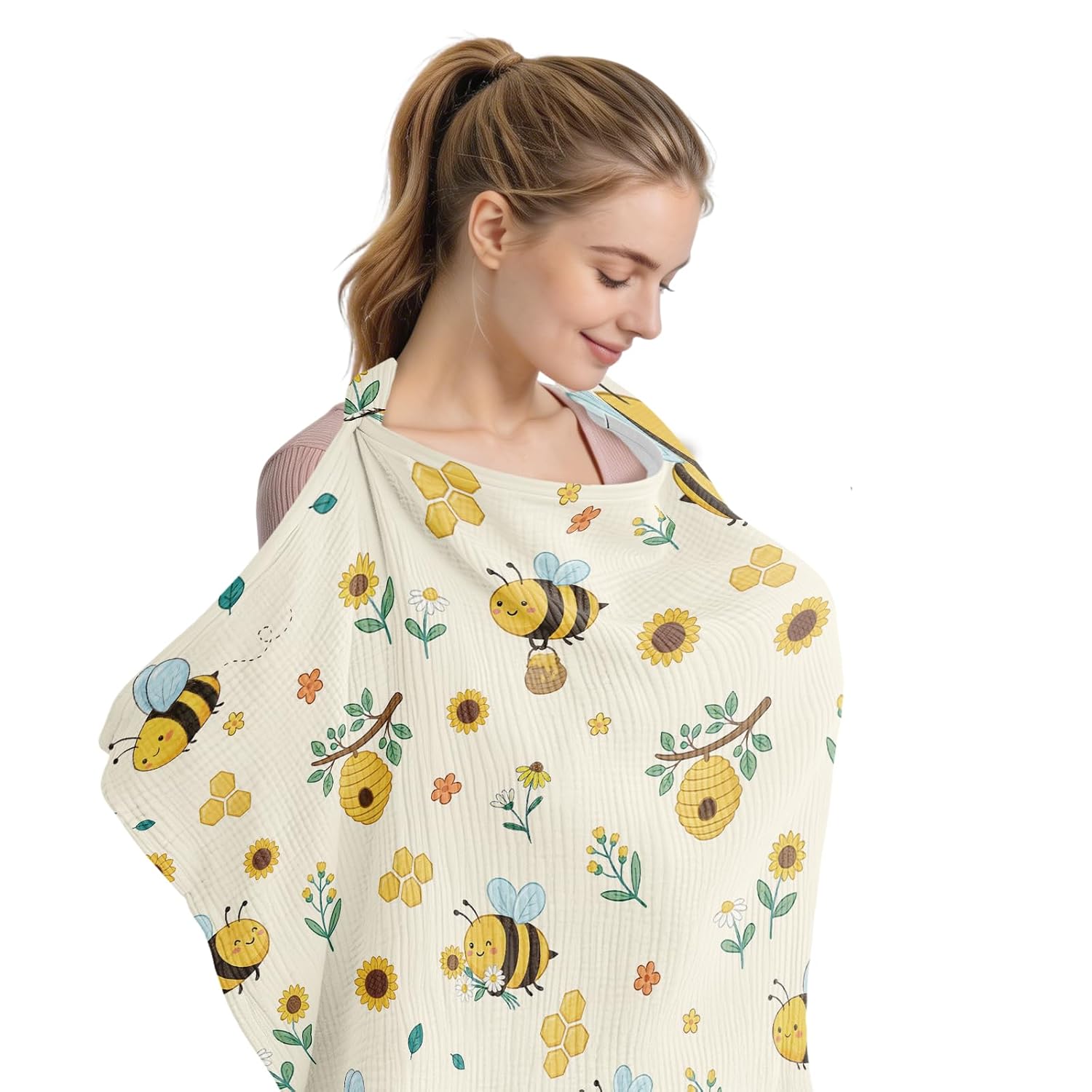 Bee Nursing Covers for Breastfeeding New Mom Feeding Cover for Breastfeeding Portable Breathable Baby Nursing Covers