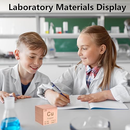 Miniatura 5 de Cubo de cobre de metal puro de alta densidad, cubo grabado con láser, para colección de elementos, material de laboratorio, tabla periódica de