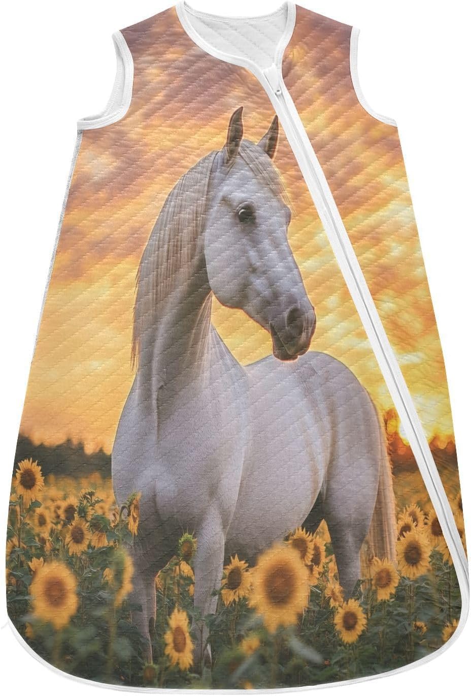 Kigai Horse Sunflowers Baby Sleep Sack Wearable Blanket Sleeping Bag 2-Way Zipper Soft Swaddle Transition Sack