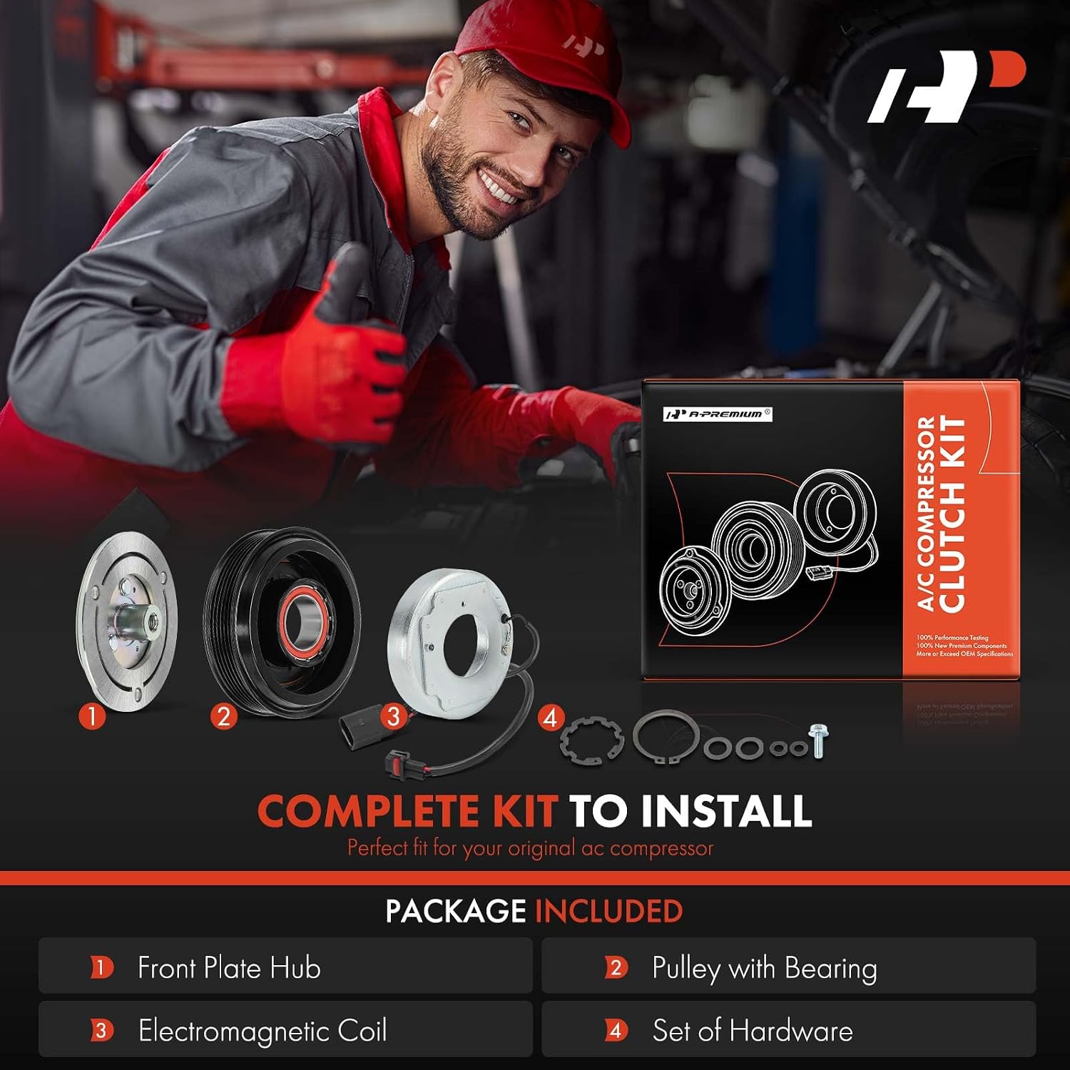 A-Premium Air Conditioner AC Compressor Clutch Kit Compatible with Audi Q7 2017-2019 3.0L, A6 Quattro 2016-2018 3.0L, A7 Quattro 2016-2018, A6 2016 3.0L