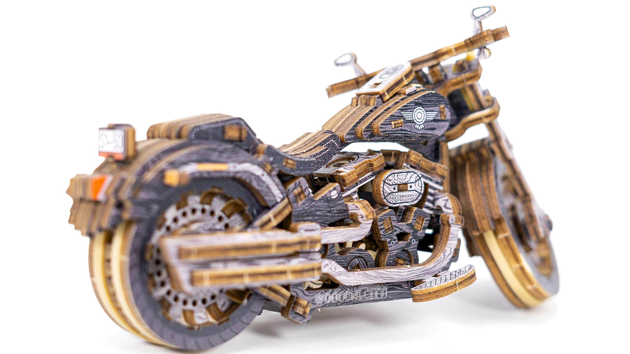 WOODEN.CITY Limited Edition - 3D Holzmodellbausätze, Retro 3D Holzpuzzle, Geschenke für Männer, Geburtstagsgeschenk für Männer - 142 Teile Cruiser V-Twin LE, Hobby, 3D-Puzzle aus Holz