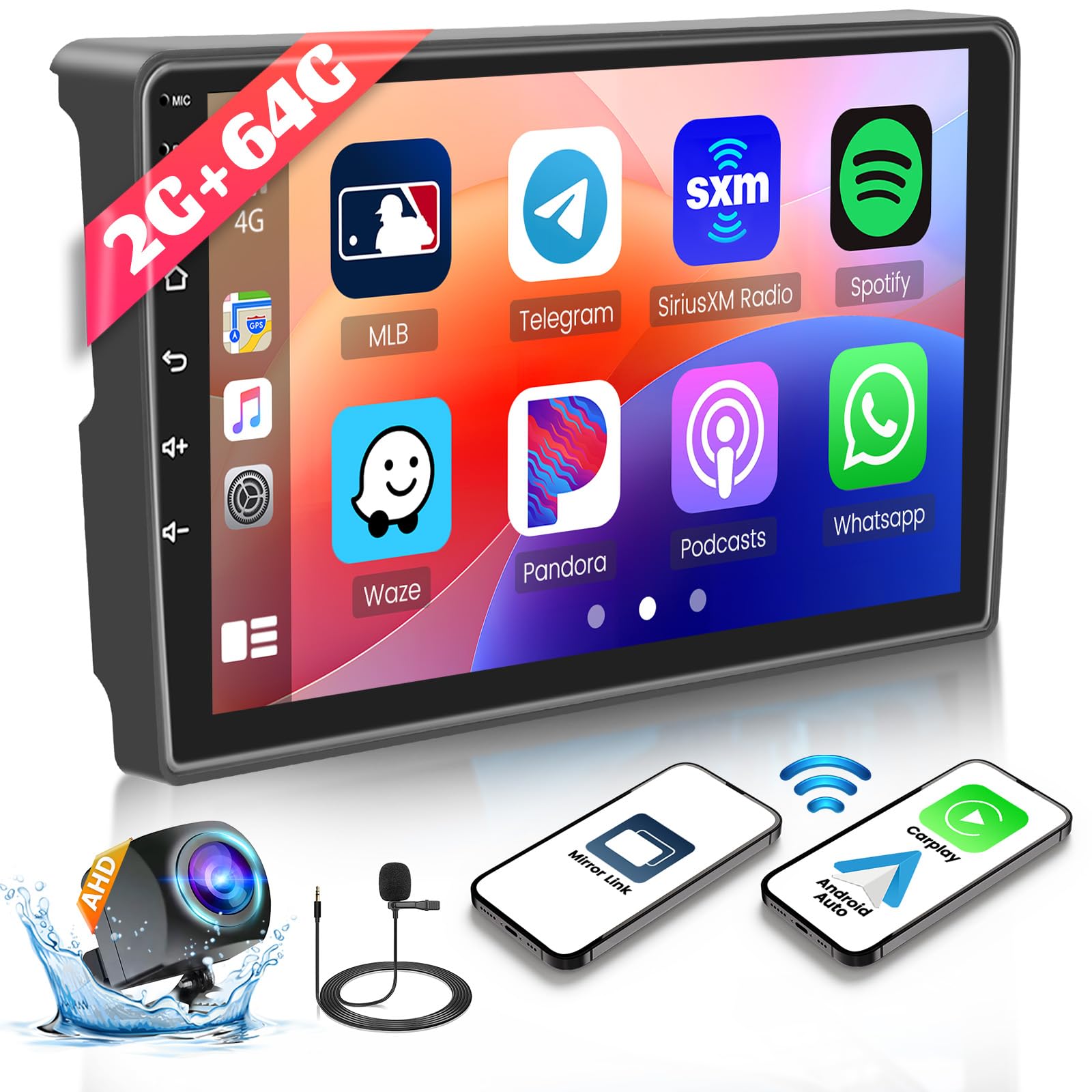 Inefala Radio Coche para Citroen Berlingo B9 2008-2018, 2G+64G Android 15, Wireless Carplay Android Auto, 9" Pantalla Autoradio Bluetooth 2 DIN con GPS WiFi FM/RDS SWC USB Cámara de Marcha Atrás Mic