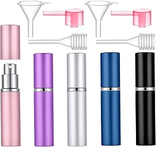 5 Pcs Mini Refillable Perfume Bottle, 6ml/0.2oz Portable Travel Perfume Atomizer Empty Cologne Sprayer for Traveling and Outgoing with Tool