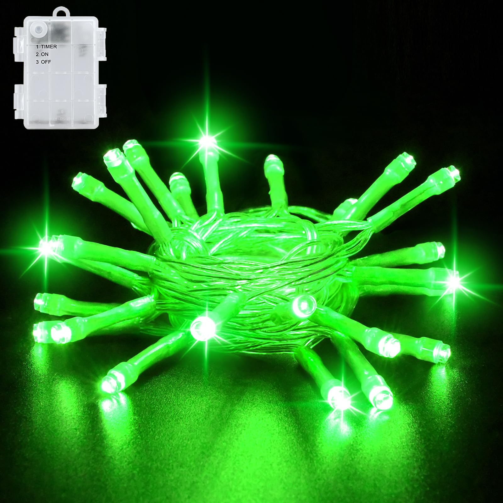 cshare Lichterkette Außen Batterie, 3M/9,8Ft 30 LEDs IP65 Wasserdichte Lichterkette Outdoor Batterie mit 6h Timer, Dekoration für Weihnachten, Garten, Zimmer Außen/Innen (Grün)
