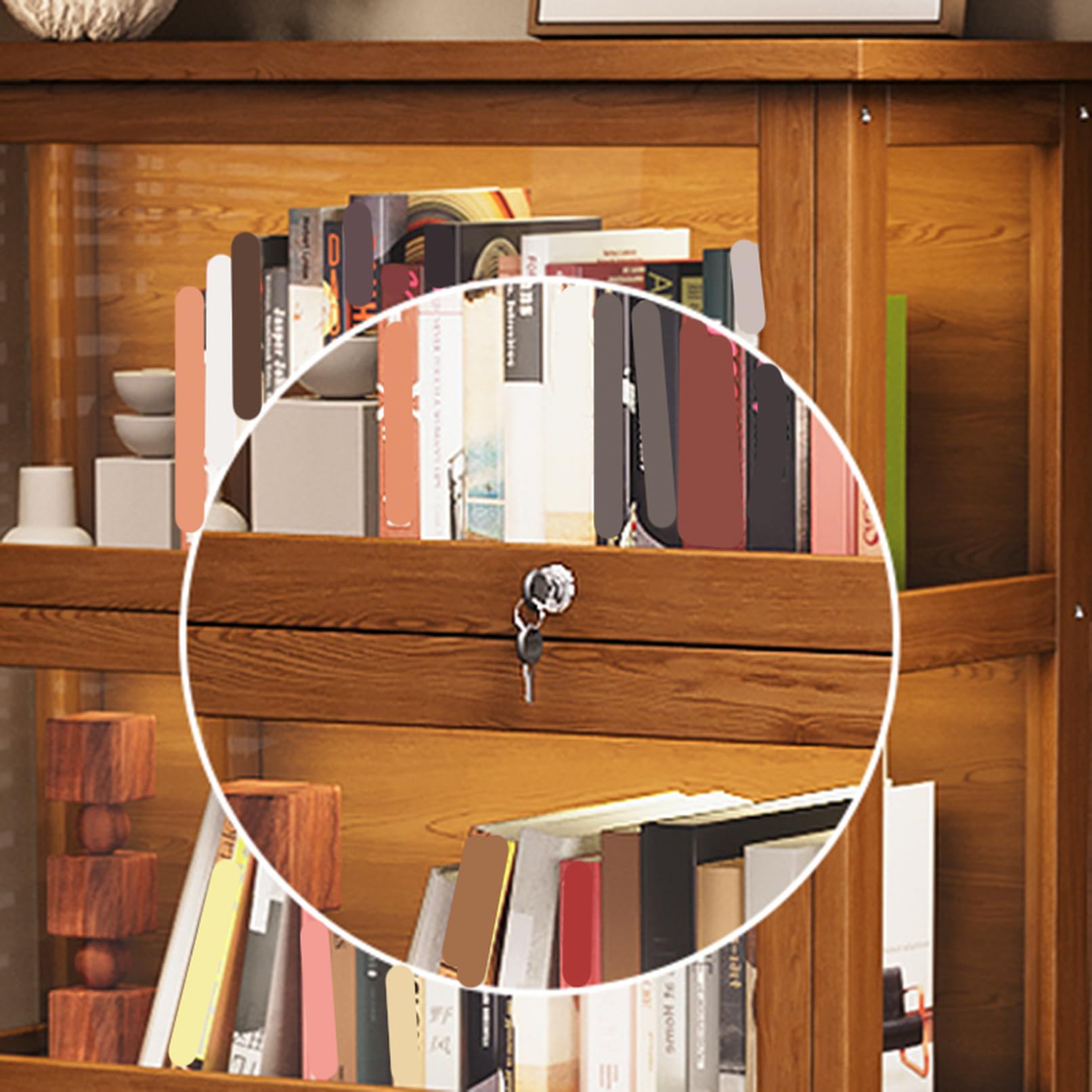 Amazon｜MJKQ9 鍵付き 本棚 透明扉 ディスプレイケース 60*33*108 扉