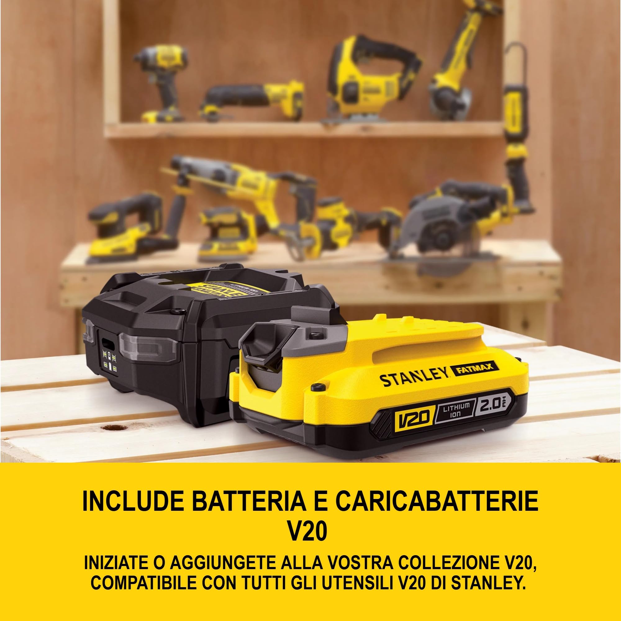 STANLEY FATMAX V20 2.0Ah e caricabatterie 1.25A, 18V, SFMCB10D1-QW
