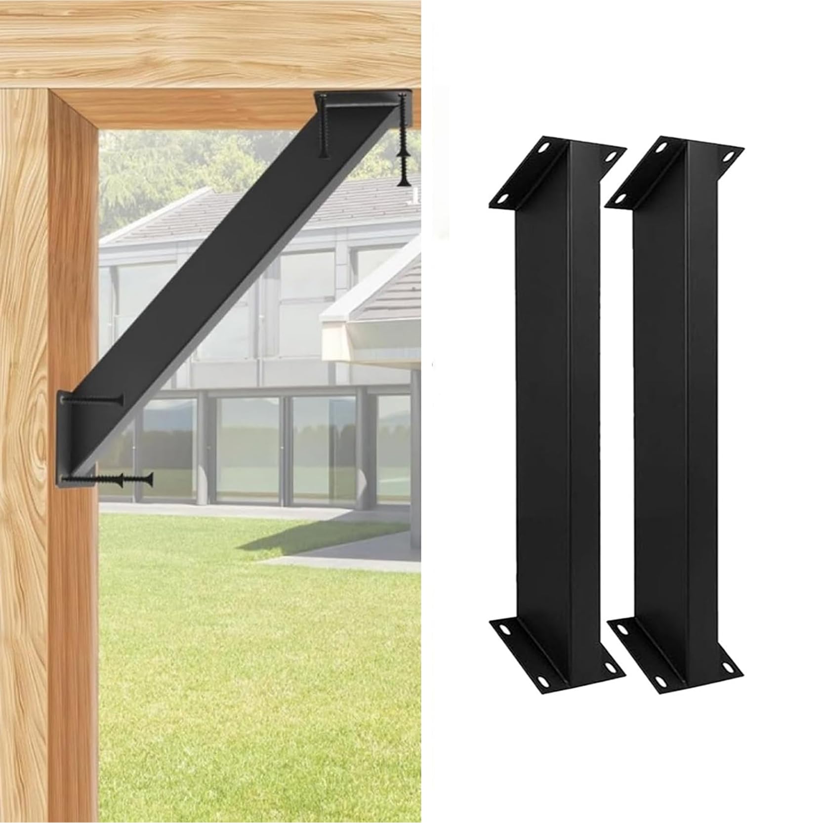 LQSYBHD 45 Degree Angle Support Bracket Pergola Kit Heavy Duty Connector Brace Bracket Kit Angle Corner Braces Inside Joint for wooden posts and beams office ledge pergola(Size:2pcs)