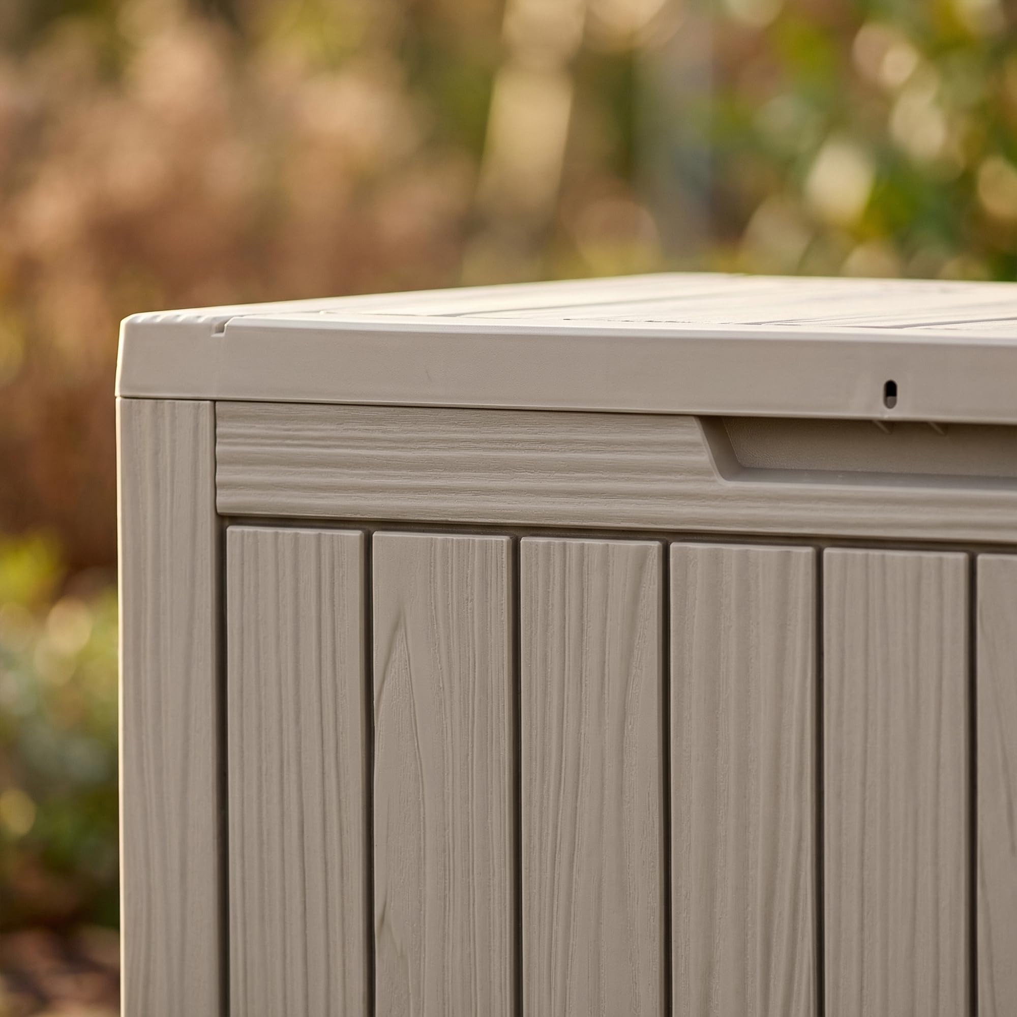 AKORD Coffre de Jardin Imperméable 170L, Boîte de Rangement Extérieur pour Balcon et Terrasse, Polypropylène Aspect Bois, 77,5 x 43 x 55,5 cm, Gris