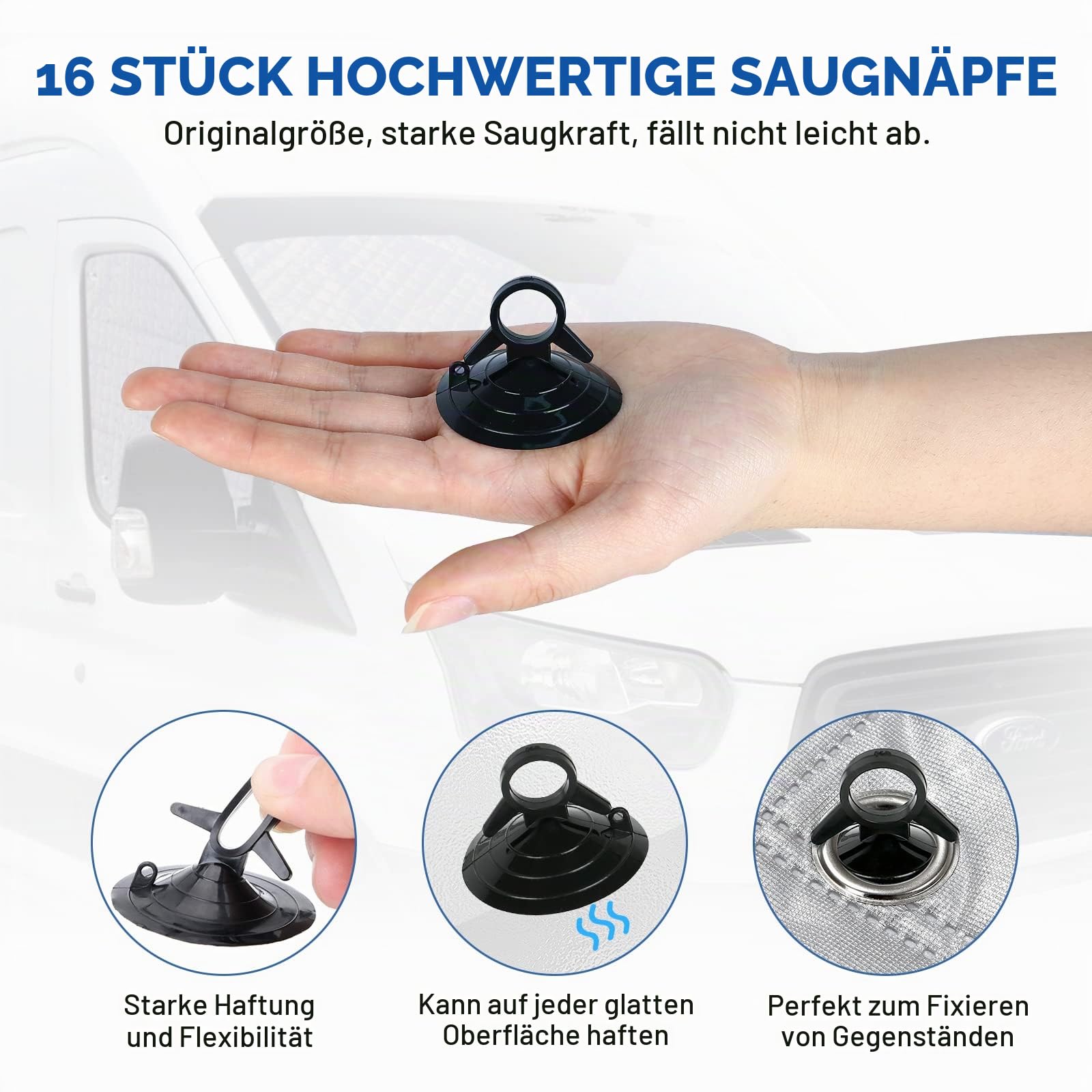 Sonnenschutz Auto Frontscheibe Ersatz für Ford Transit Van MK8 2014-2026 | 3PCS Thermomatte Verdunkelung Windschutzscheiben Schutz Set Internes Thermisches Jalousie Fenster Set mit Aufbewahrungsbeutel