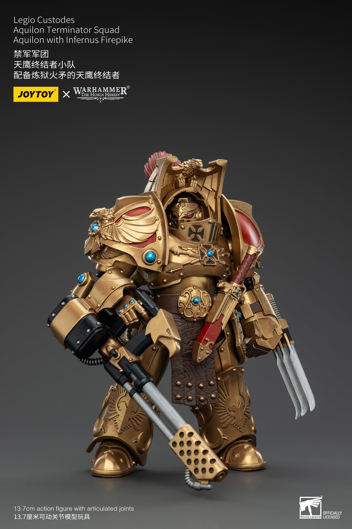 JoyToy Warhammer 40K Legio Custodes Aquilon Terminator Squad z Infernus Firespike figurka w skali 1:18