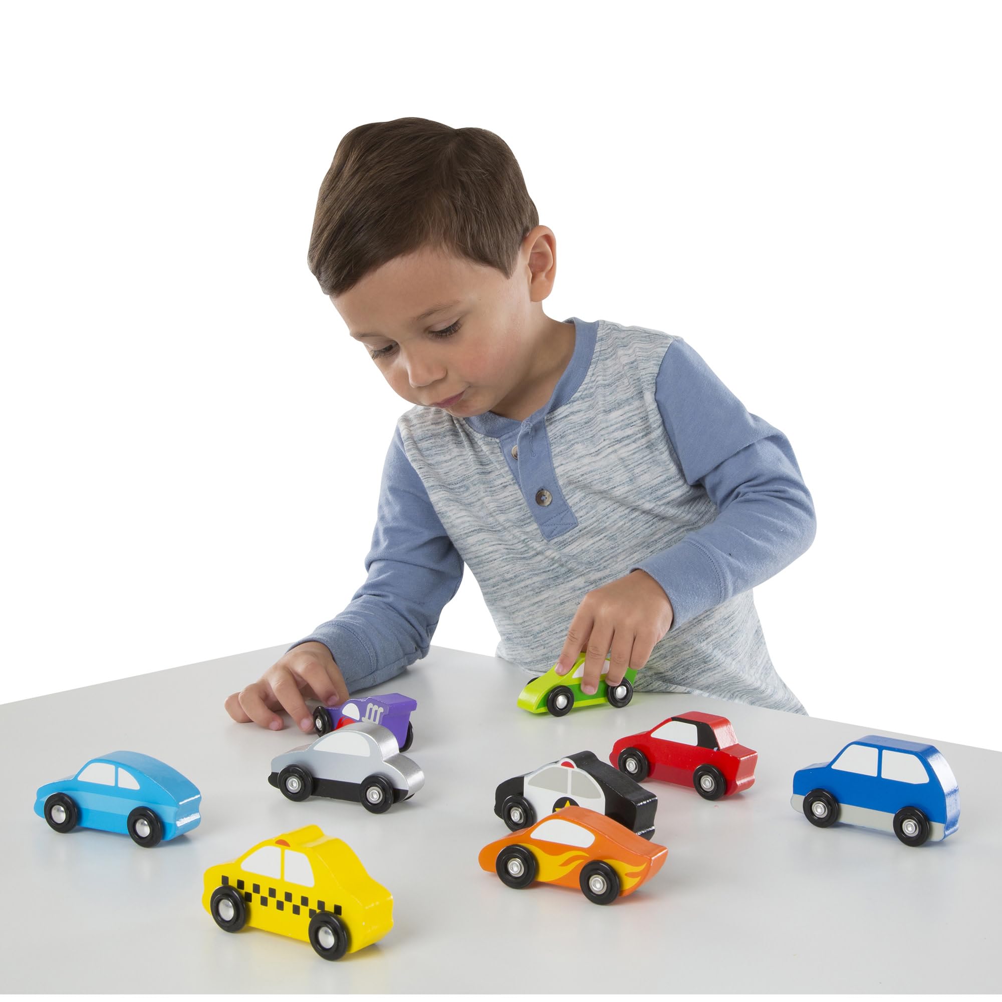 Melissa & Doug Wooden Car Set, Wooden Toy & Trains, Trucks & Vehicles, 3+, Gift for Boy or Girl