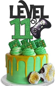 Level 11 Game Birthday Cake Topper - Video Game Boys 11th Birthday Level Up Party Cake Supplies - Game On Winner Gaming Party Decoration