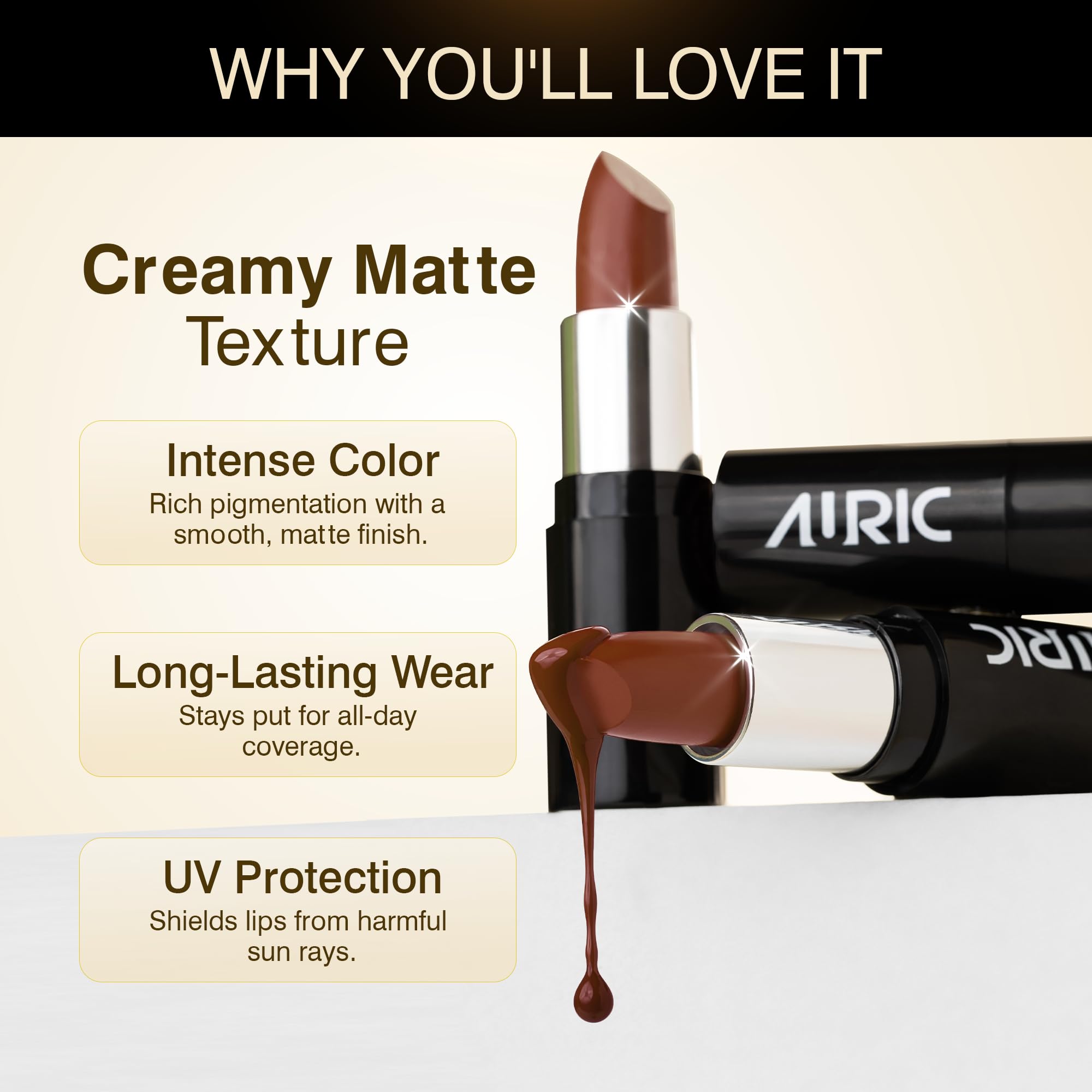 Auric MatteRich Lipstick | Smoked Cinnamon | 4.2g | High Pigment, Long-Lasting, Transfer-Proof, Vegan & Paraben-Free Lip Color 2