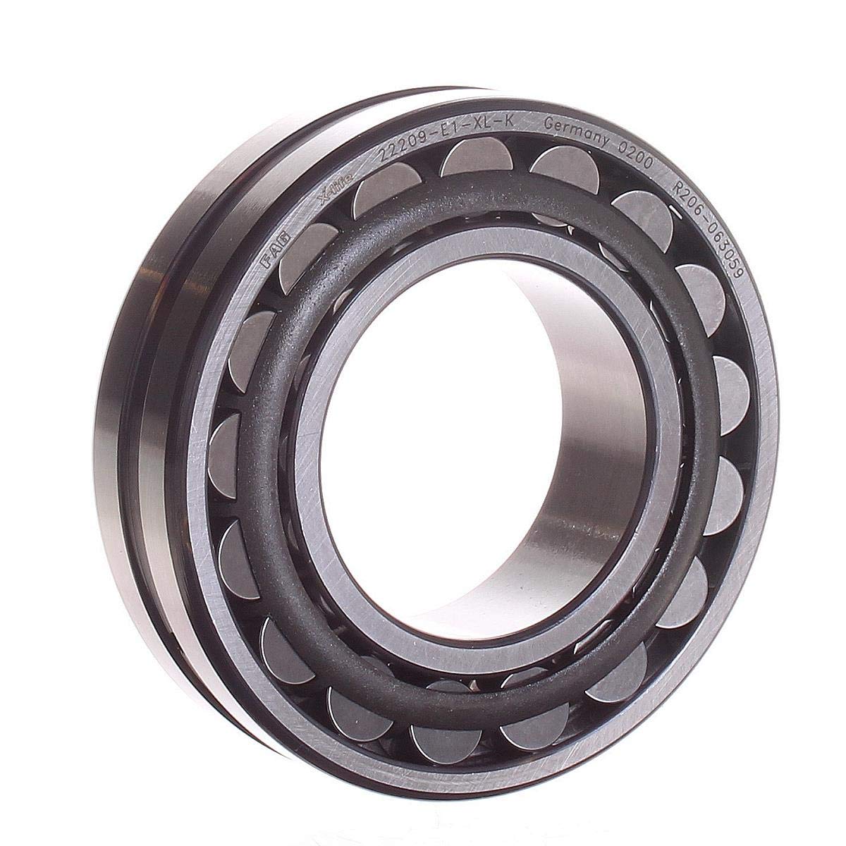 FAG Bearings 22209E1K Spherical Roller Bearing, Tapered Bore, Steel Cage, Normal Clearance, Metric, 45mm ID, 85mm OD, 23mm Width