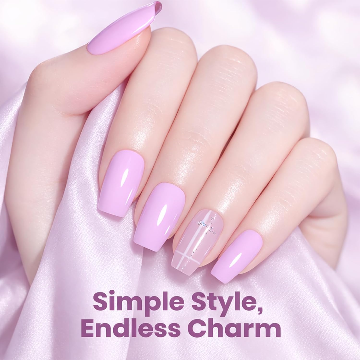 Beetles Lavender Gel Nail Polish - Souffle Purple Gel Nail Polish15ML Full Size/0.51Fl Oz, Soak Off UV LED Lamp Pastel Nails Art, Long-Lasting Manicure Salon DIY Home Summer Nails