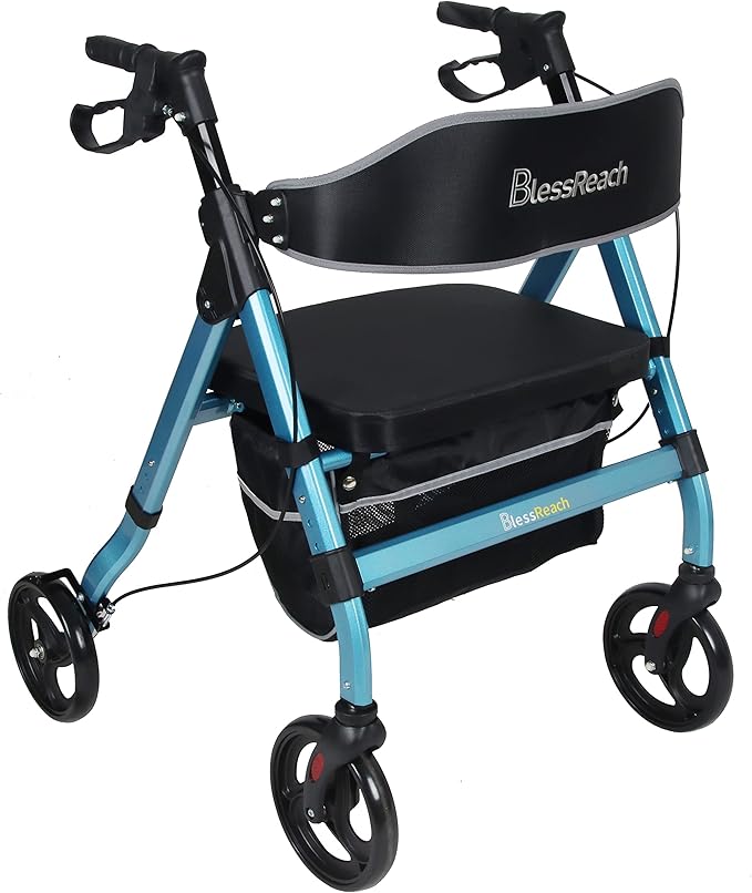 BlessReach Heavy Duty Rollator Walker Aluminum Rolling Walker for