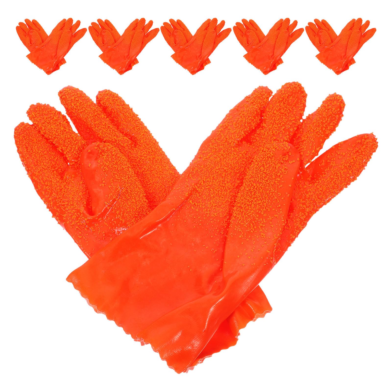 6 Pares de Guantes Largos de Limpieza para Fontanería, Resistentes Abrasión Prueba de Agua, de Goma Naranja para Sistemas de Drenaje Domésticos y Comerciales