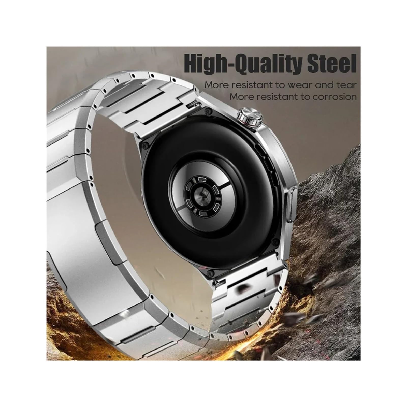 Modne paski do zegarków, pasek ze stali nierdzewnej pasujący do zegarka Huawei Watch GT 5 Pro, bez przerw, metalowa bransoleta pasująca do paska biznesowego Huawei Watch GT 5 Pro Correa