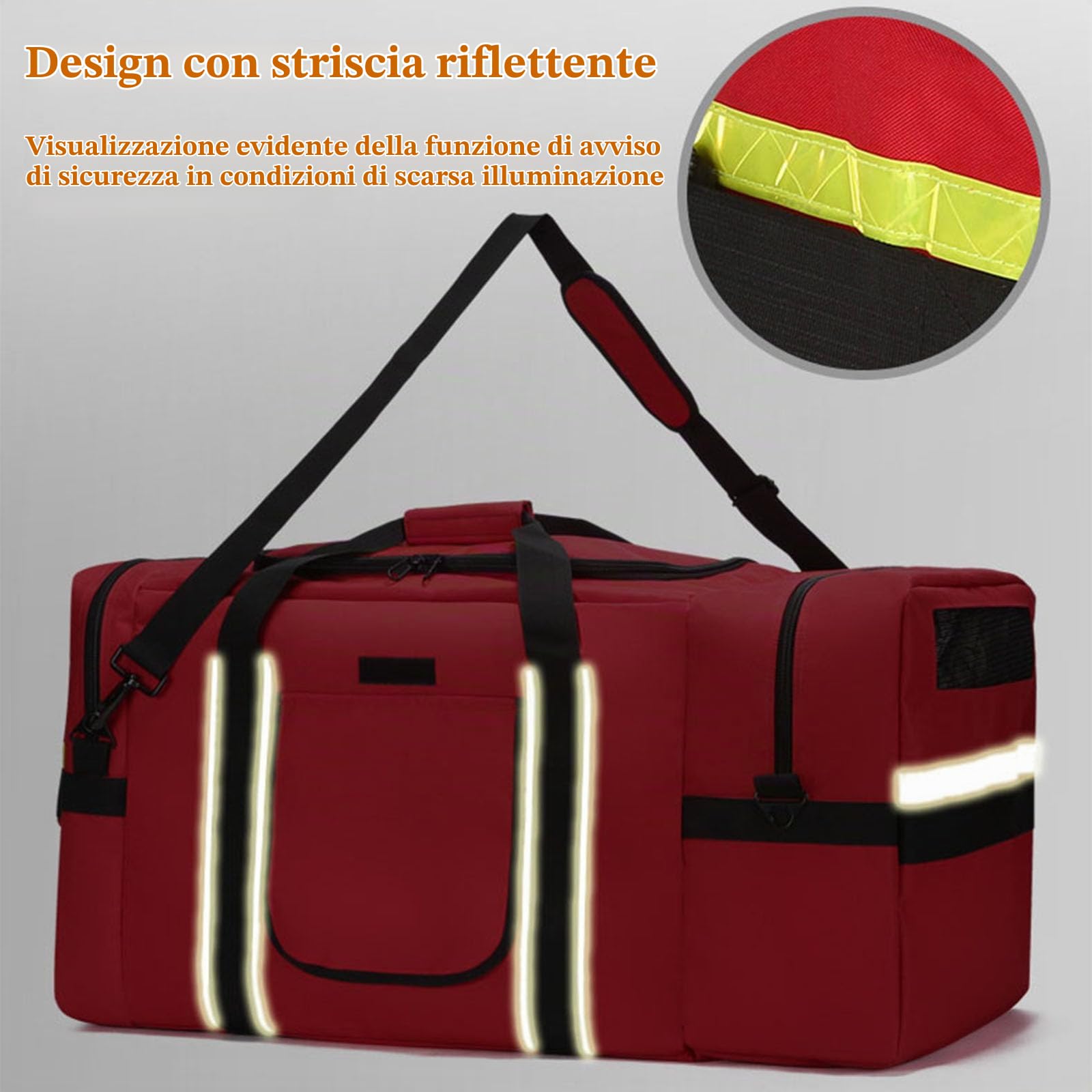 Borsa professionale di primo soccorso, borsa medica grande con riflettente, per paramedici, vigili del fuoco, EMT ed eventi di emergenza