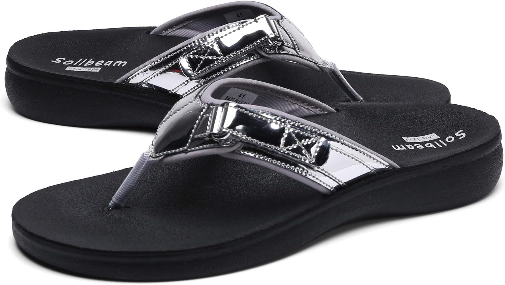 SOLLBEAMWomens Original Orthotic Comfort Thong Style Flip Flops Sandals With Arch Support Heel Cup