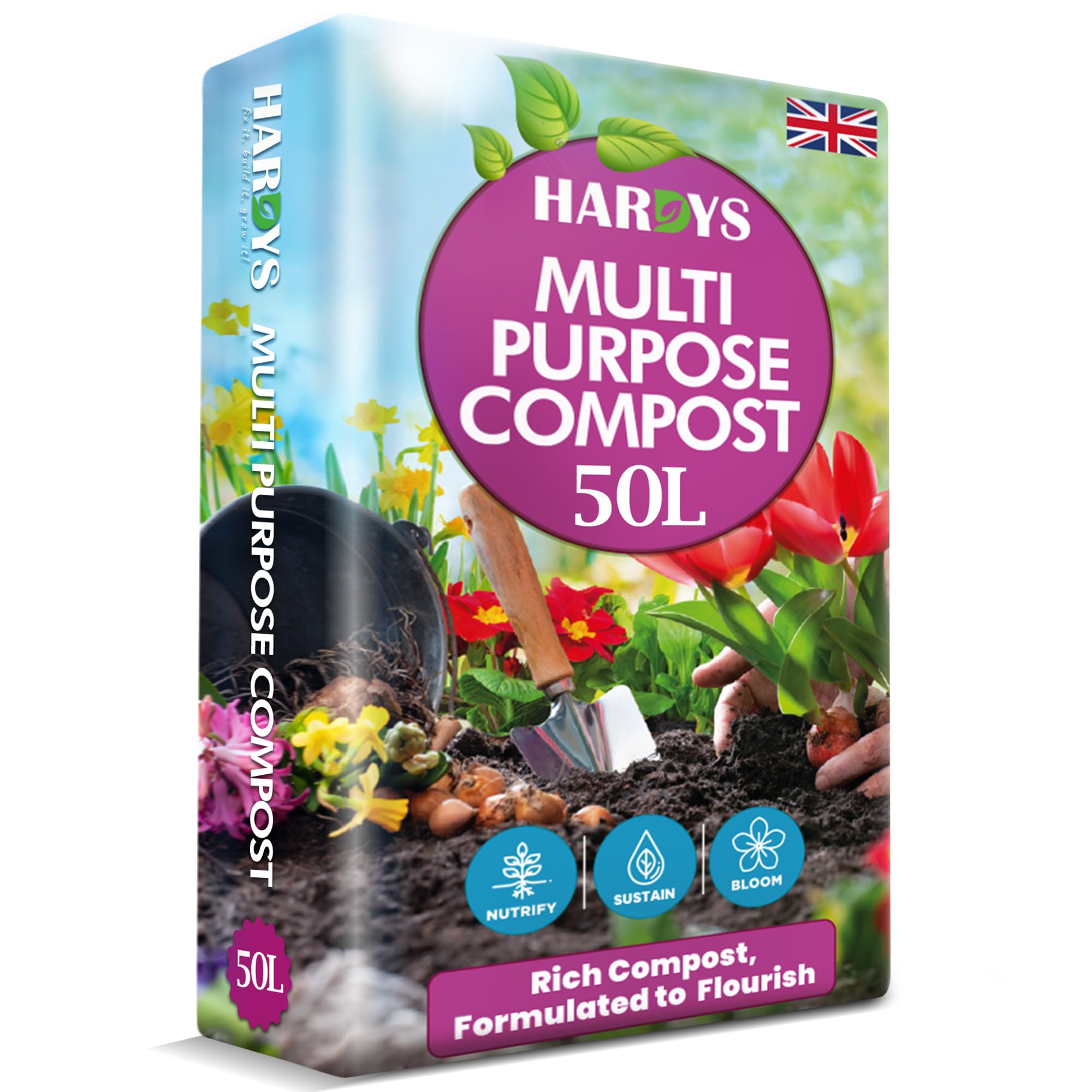 Hardys 50L Multi Purpose Compost - Potting & Seed Compost for Outdoor Plants | All Purpose Indoor Plants Potting | Nutrient Rich Fertiliser for Garden, Pots, Planter Beds