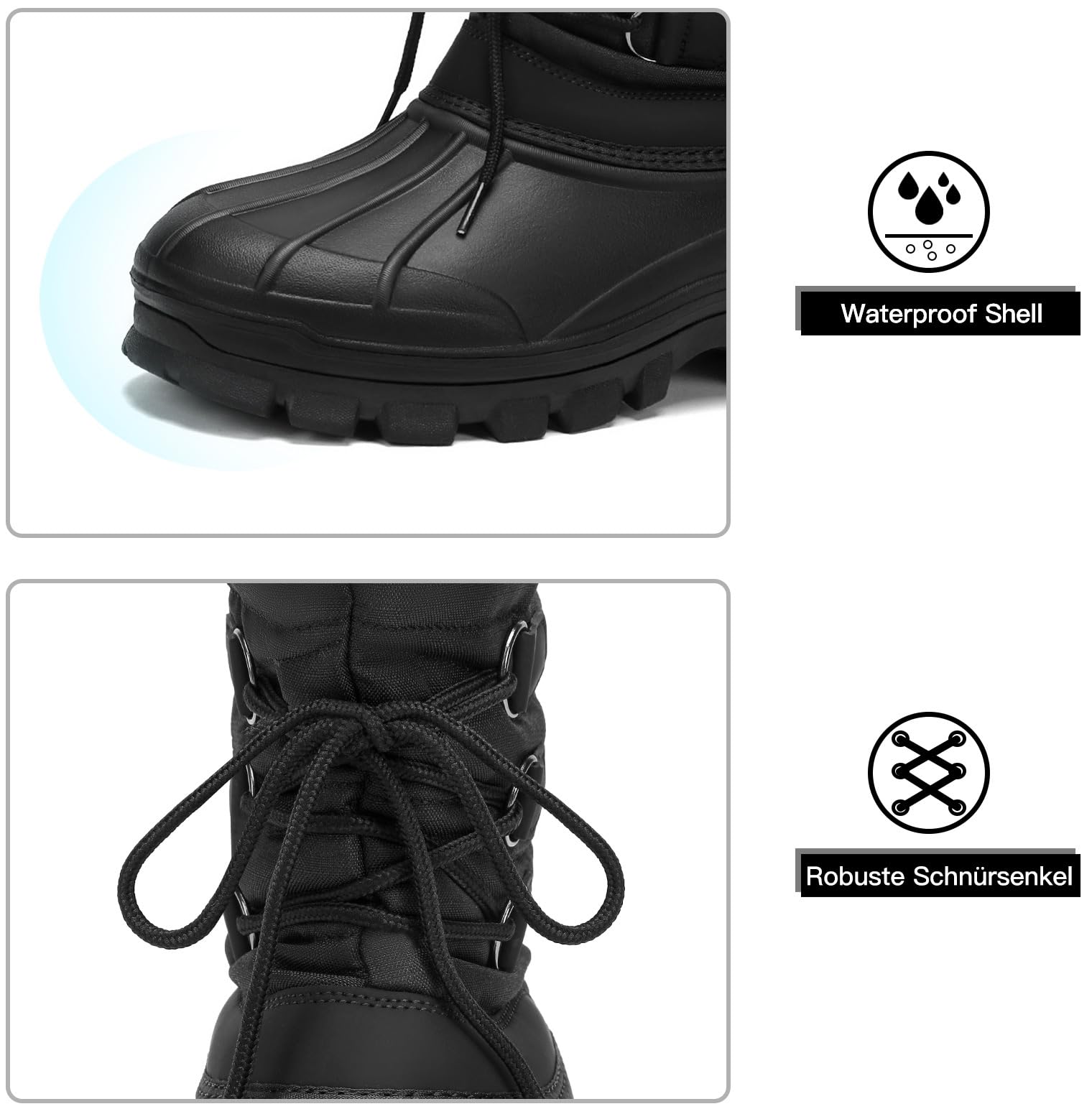 Kricely Wasserdichte Winterstiefel Herren Damen Rutschfest Schneestiefe | Warm gefütterte Schneestiefel mit rutschfester Sohle, wasserdicht. Perfekt für Spaziergänge Wanderungen und den Winteralltag.