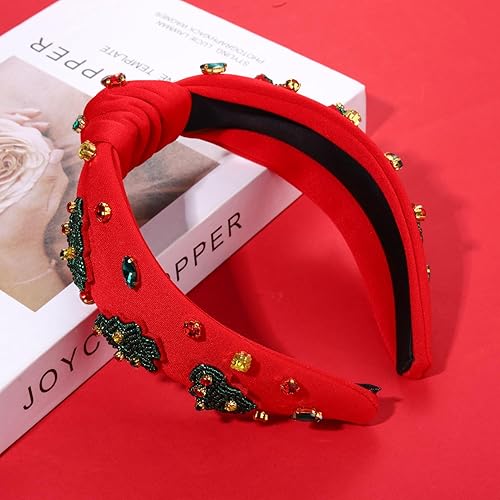 Miniatura 7 de Diadema de Navidad para mujer, accesorios de Navidad con cuentas, arco de Navidad, copo de nieve, diadema anudada HOHOHO, diadema con nudo en la