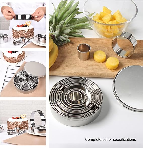 Round Biscuit Cutters,Cookie Cutter Set,11 Pcs Mini Pastry Cutters Shapes Set Circle Biscuit Cutters Stainless Steel Ring Scone Cutter for Pastry Donut Fondant Baking DIY Cake