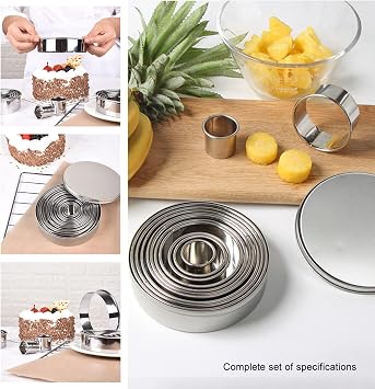 Round Biscuit Cutters,Cookie Cutter Set,11 Pcs Mini Pastry Cutters Shapes Set Circle Biscuit Cutters Stainless Steel Ring Scone Cutter for Pastry Donut Fondant Baking DIY Cake