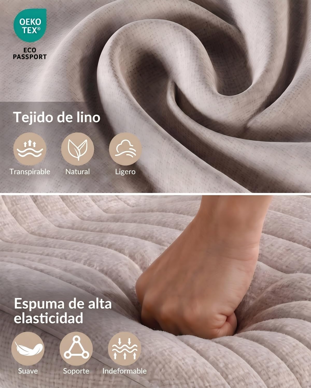JIJIAN Sillas de Comedor Pack de 6 en Tela de Lino Marrón Claro | Sillas de Cocina, Sillas de Salón, Sillas Tapizadas, Patas de Metal, para Comedor, Cocina y Restaurante